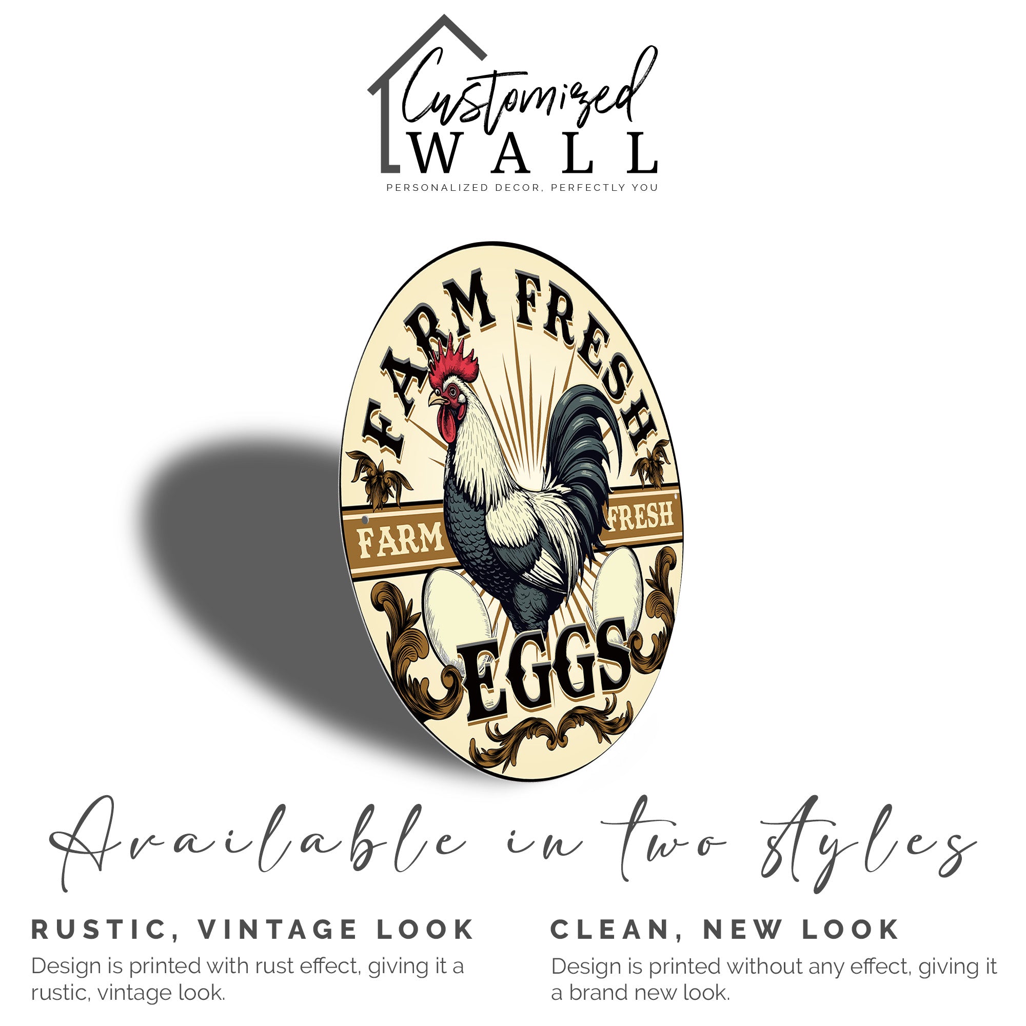 Personalized Farm Fresh Eggs Metal Sign – Custom Vintage Rooster Decor for Kitchen or Barn, Perfect Gift for Farmhouse Lovers - Image 2