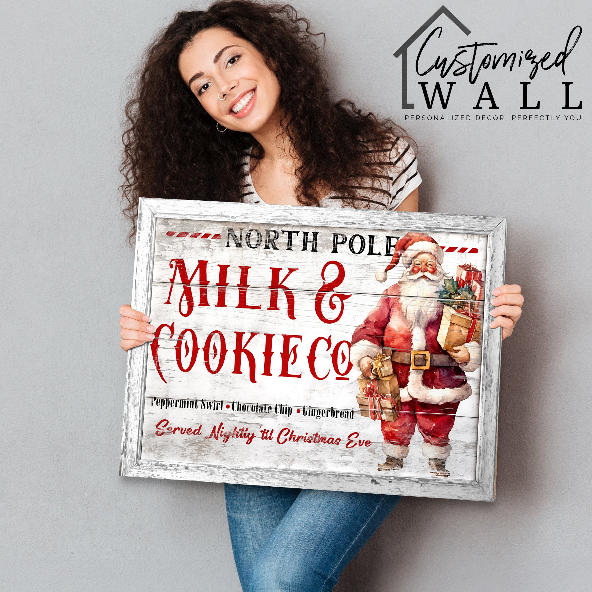 Personalize Your Christmas with Custom North Pole Milk & Cookie Co Wrapped Canvas - Ideal Holiday Gift - Image 2