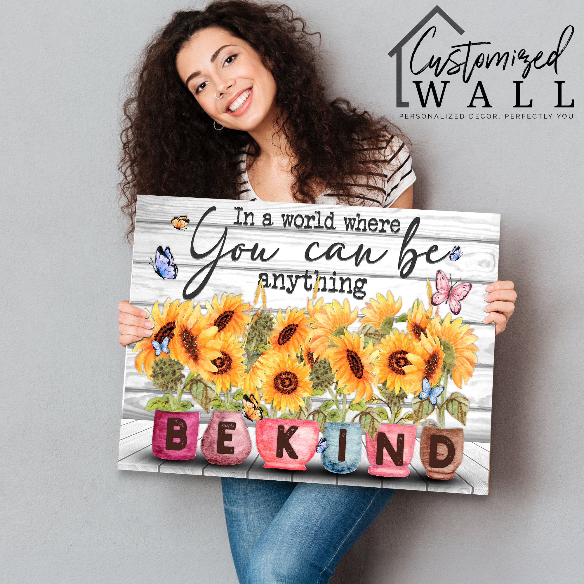 Personalized Sunflower Wrapped Canvas: Uplifting "Be Kind" Message with Vibrant Colors - Perfect Gift for Any Occasion - Image 2