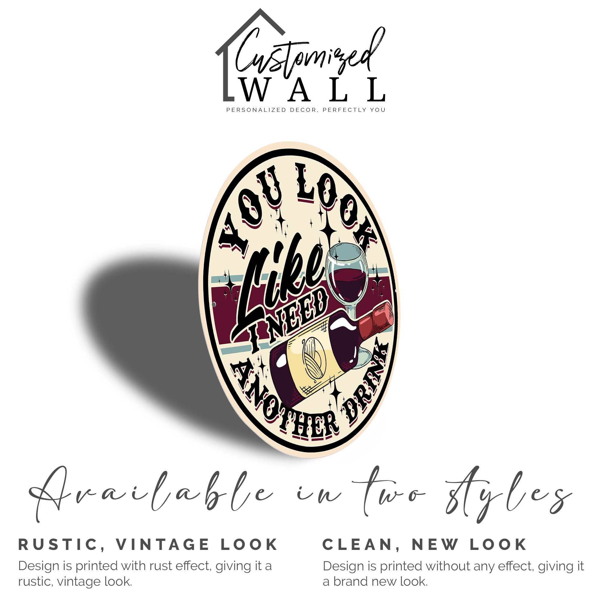 Personalized Wine-Themed Round Metal Sign for Home Décor – Perfect Gift for Wine Lovers - Image 2