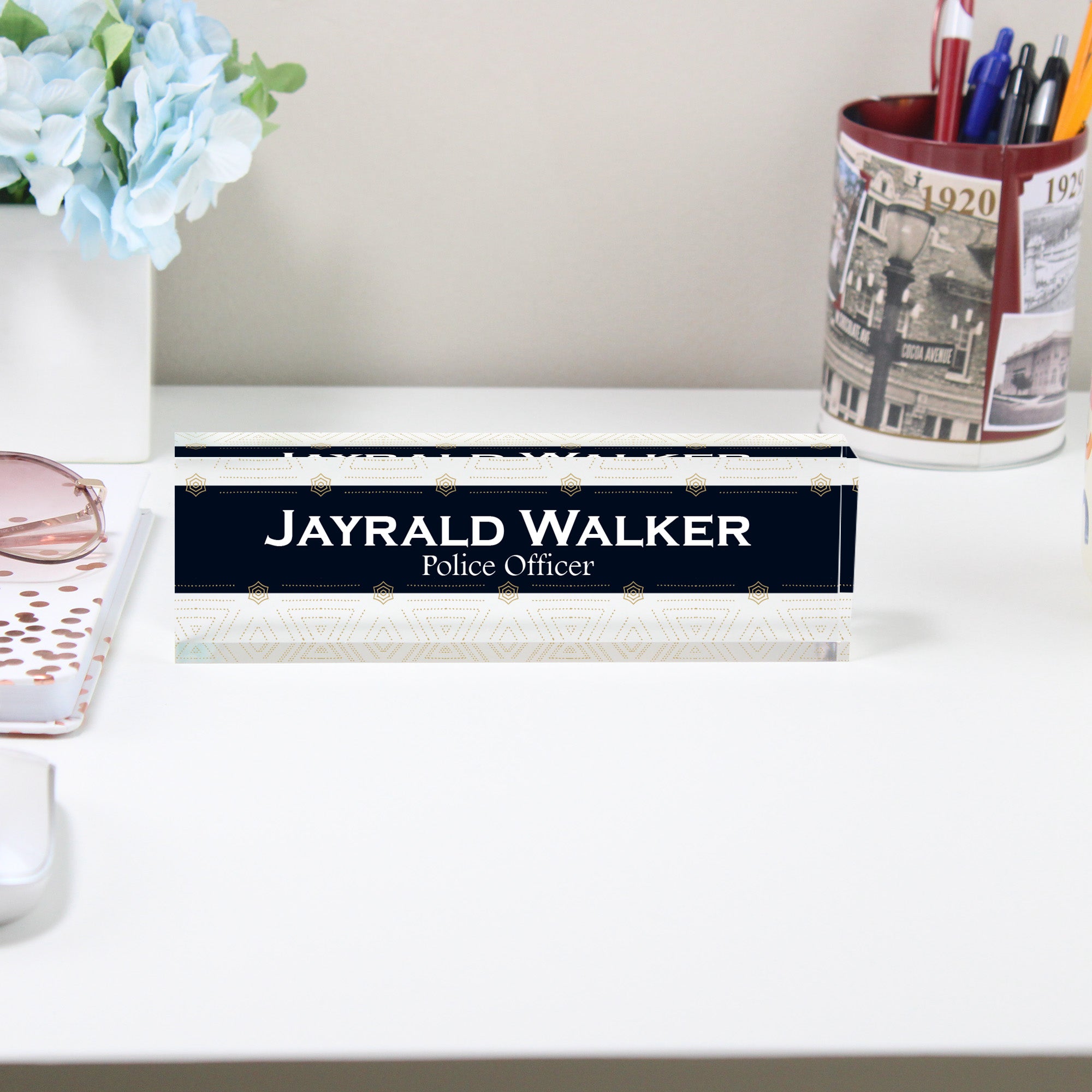 Personalized Acrylic Desk Name Block - Custom Office Decor, Perfect Gift for Professionals, Police Officer Themed - Image 2