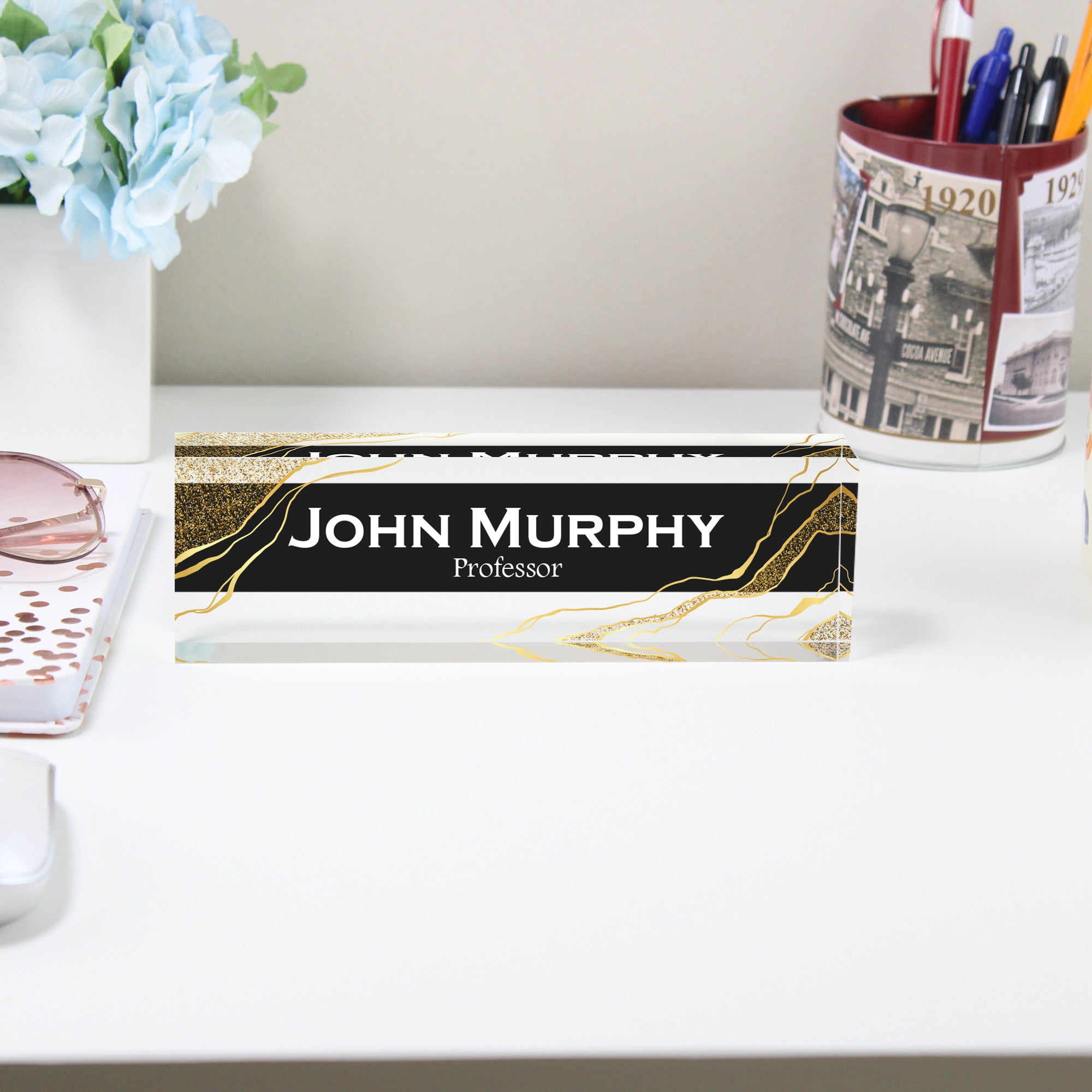 Personalized Acrylic Desk Block - Elegant Custom Name Plate for Professors and Professionals - Image 2