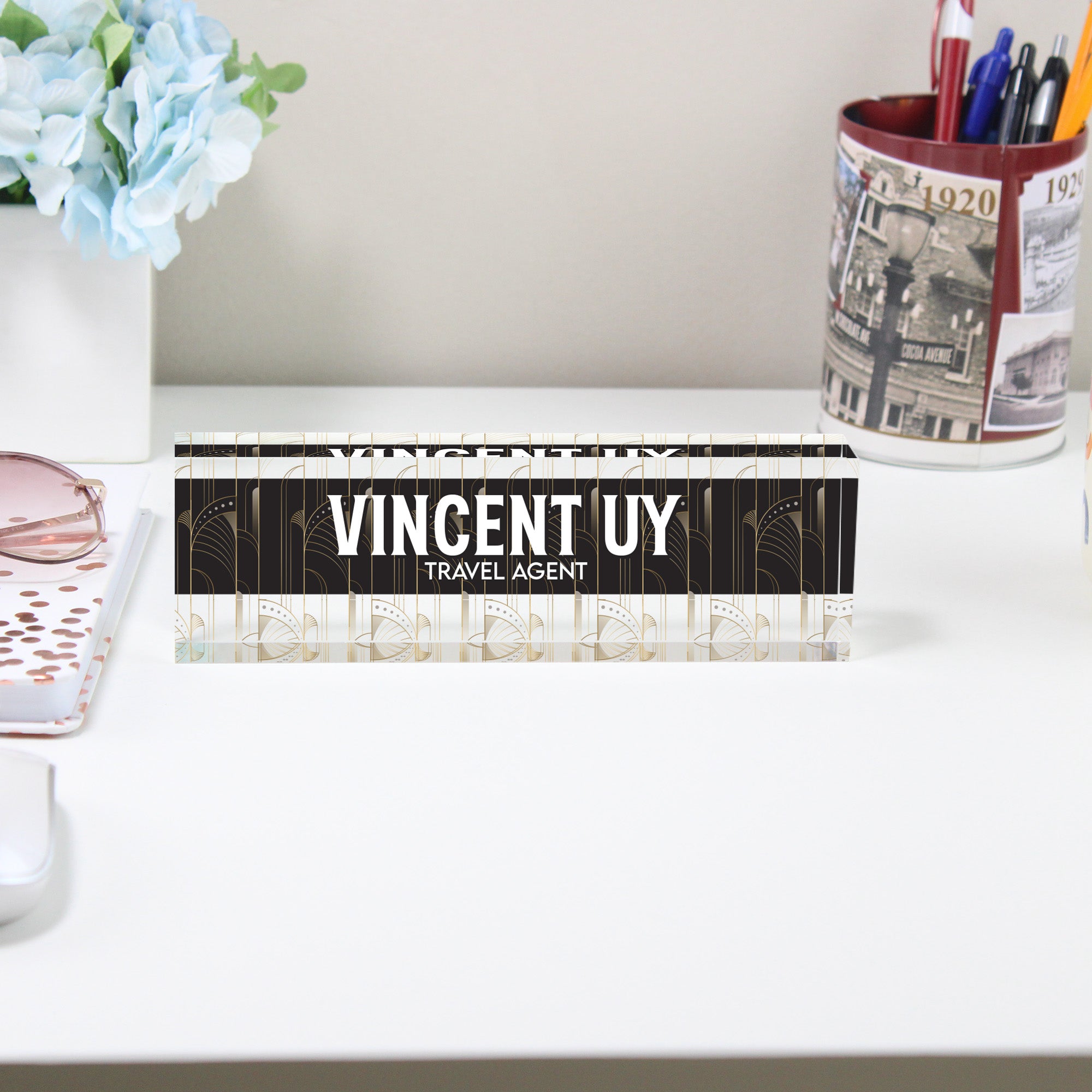 Personalized Art Deco Acrylic Desk Block - Custom Name Plate for Professionals and Gift Giving - Image 2