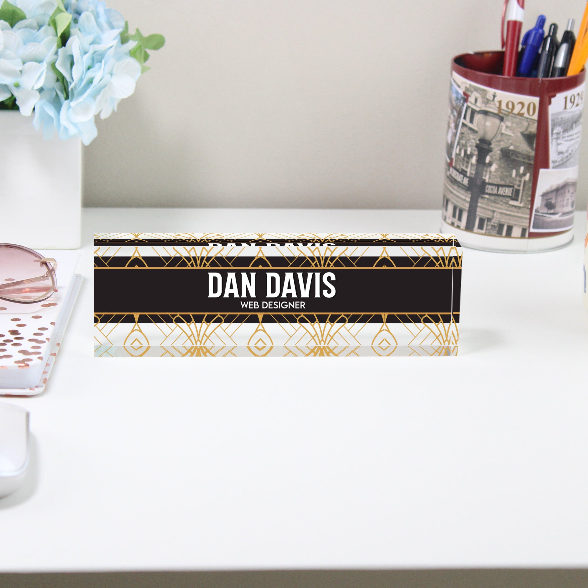 Personalized Acrylic Desk Name Block - Custom Web Designer Sign with Art Deco Style for Office Decor & Gift Giving - Image 2