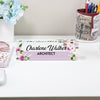 Personalized Floral Acrylic Desk Name Plate - Custom Architect Block with Lily and Orchid Design for Office Decor - Image 2