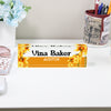 Personalized Floral Acrylic Desk Block - Custom Name & Title, Perfect Gift for Professionals and Special Occasions - Image 2