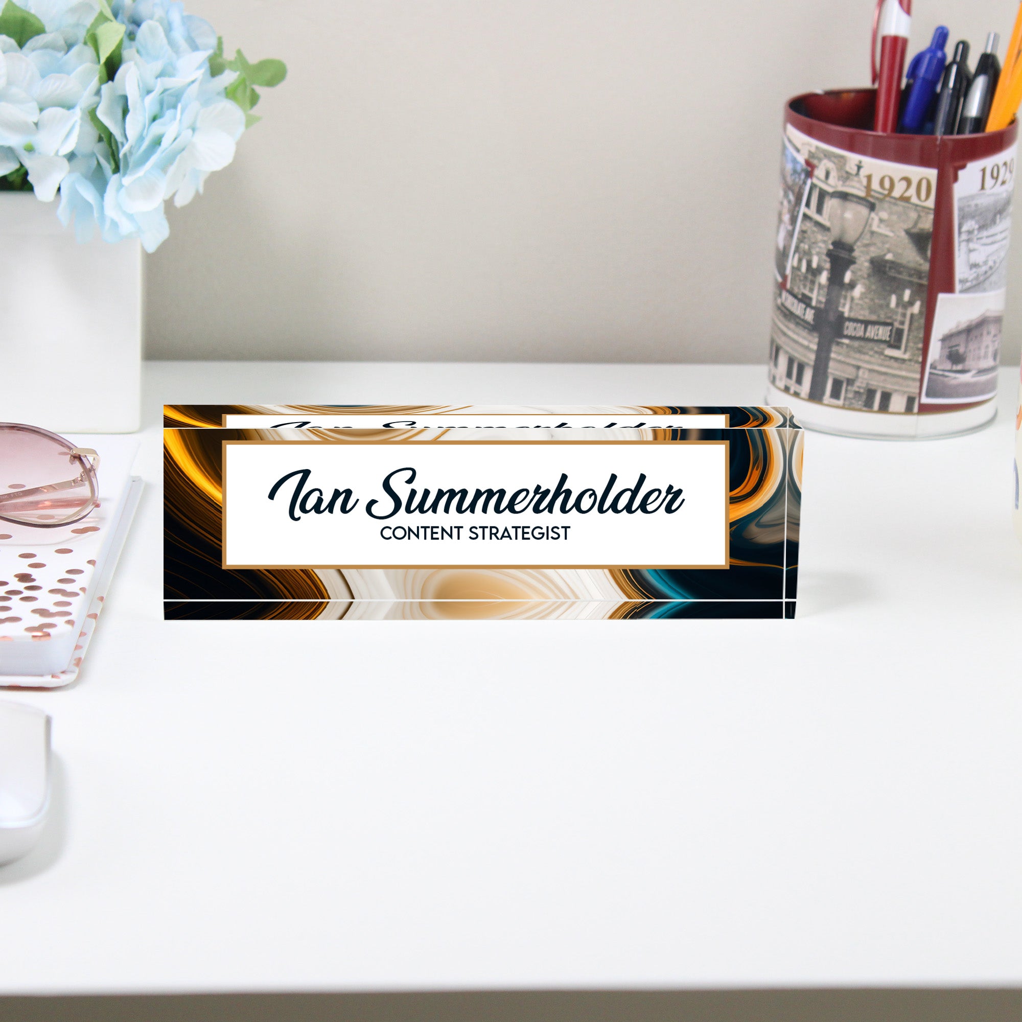 Personalized Acrylic Desk Name Block - Customizable Office Décor for Professionals and Stylish Gift for Colleagues - Image 2