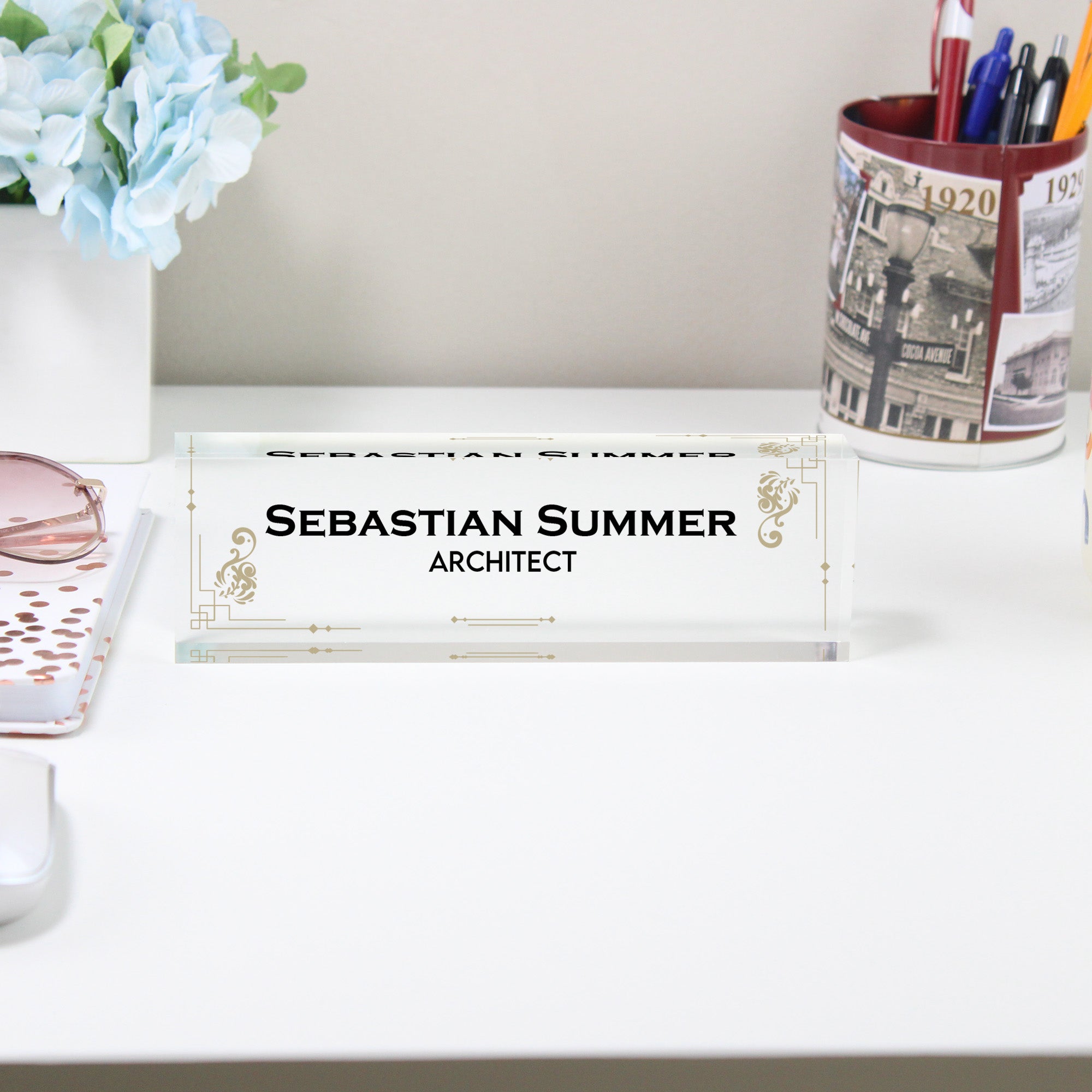 Personalized Acrylic Desk Name Plate - Custom Engraved Office Decor for Architects and Professionals - Image 2