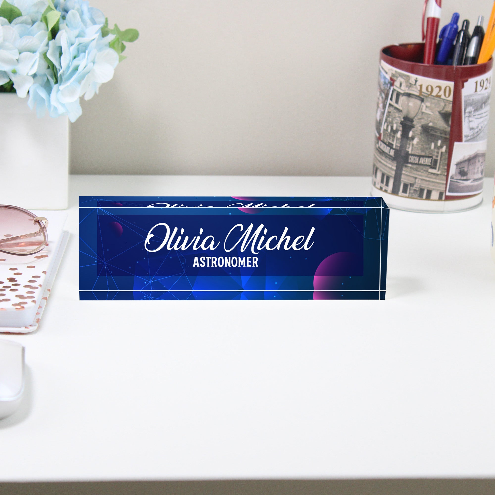 Personalized Acrylic Desk Block with Astronomical Design – Custom Name Plaque for Astronomy Enthusiasts and Unique Gift Givers - Image 2