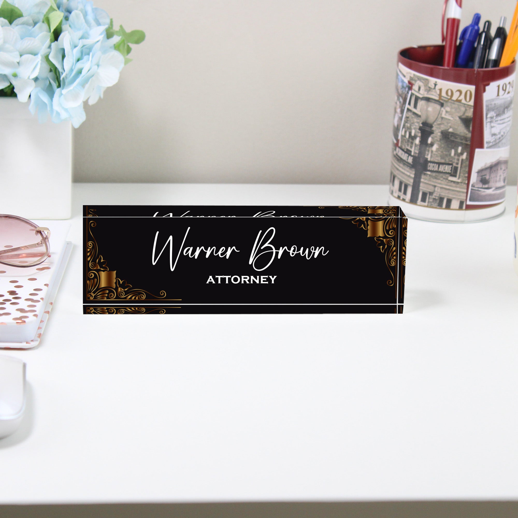 Personalized Elegant Acrylic Desk Block Name Plate for Attorneys – Customizable Office Decor Gift - Image 2