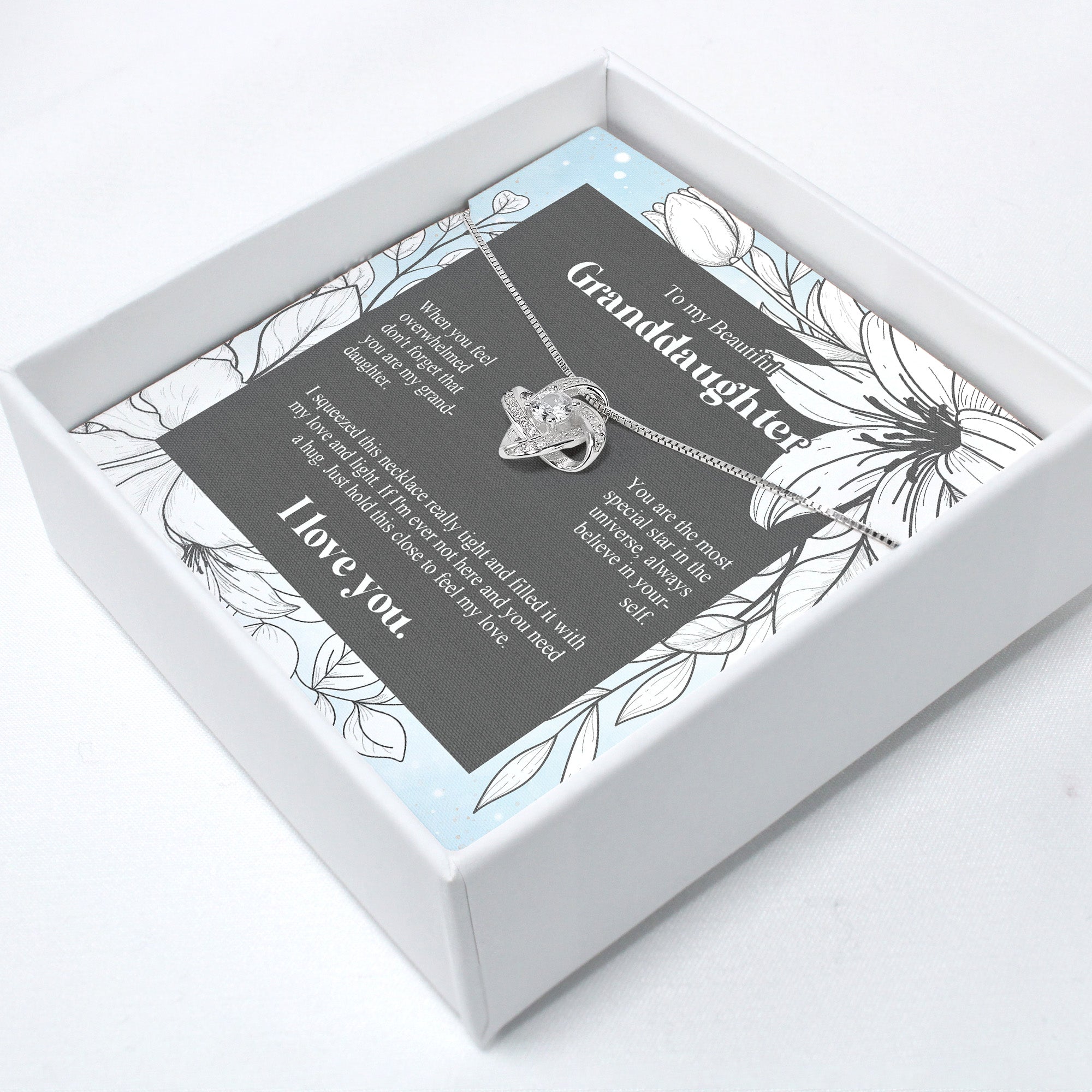 Personalized Granddaughter Necklace with Inspirational Message Card - Premium Silver Knot Pendant for Emotional Connection and Thoughtful Gift-Giving - Image 2