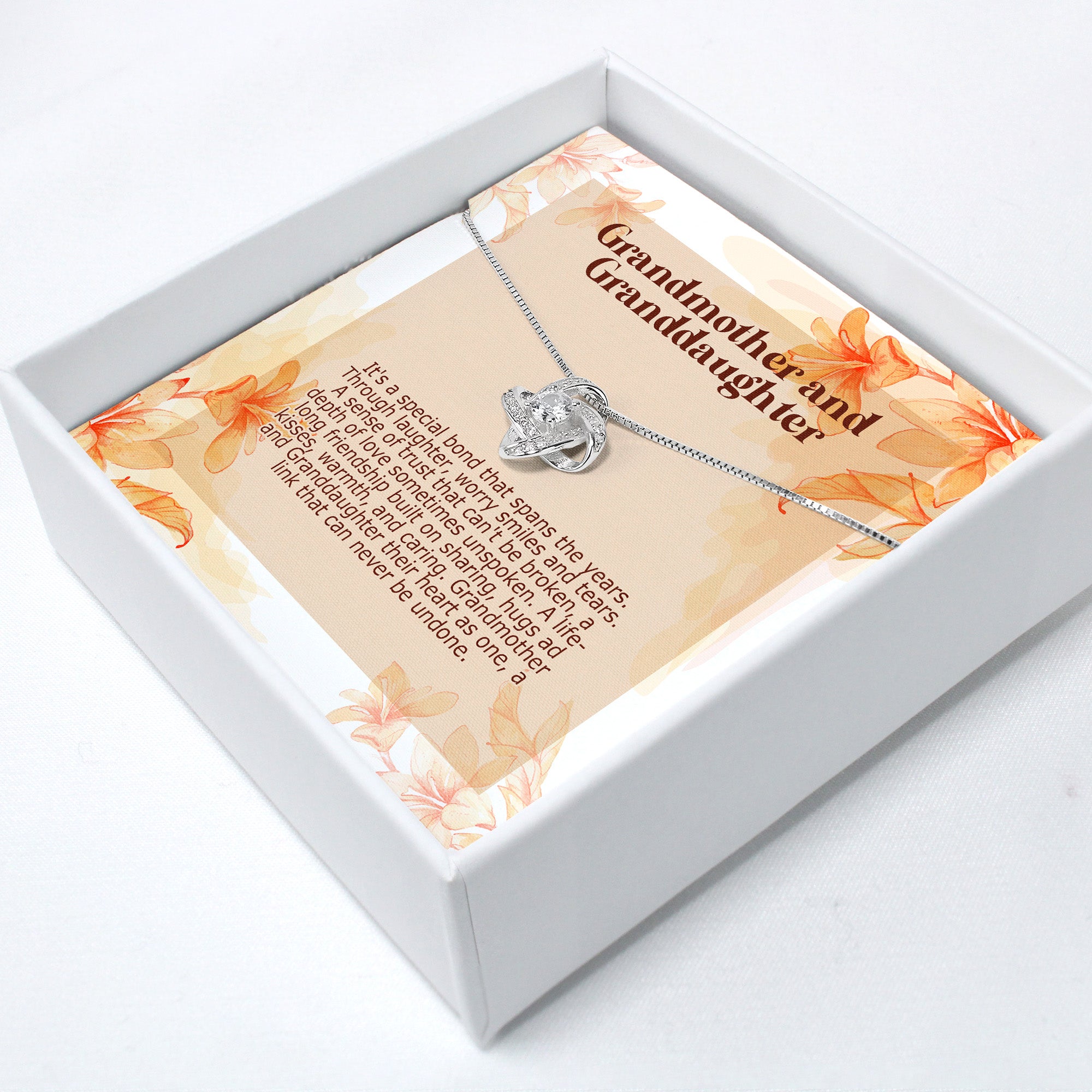 Elegant Grandmother & Granddaughter Gift Necklace - Personalized Knot Pendant with Heartfelt Message Card - Image 2