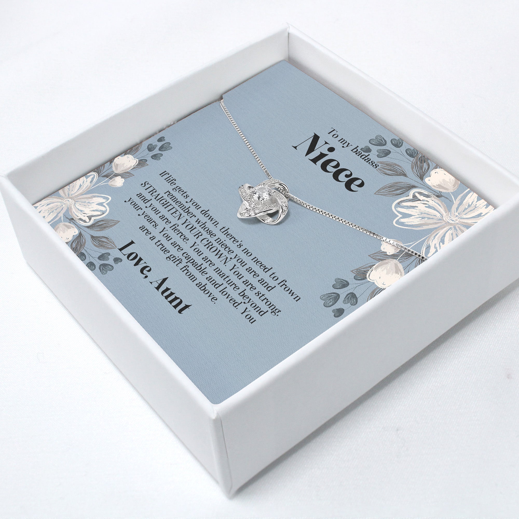 Personalized "Badass Niece" Message Card Necklace - Custom Floral Design with High-Quality Pendant for Special Occasions - Image 2