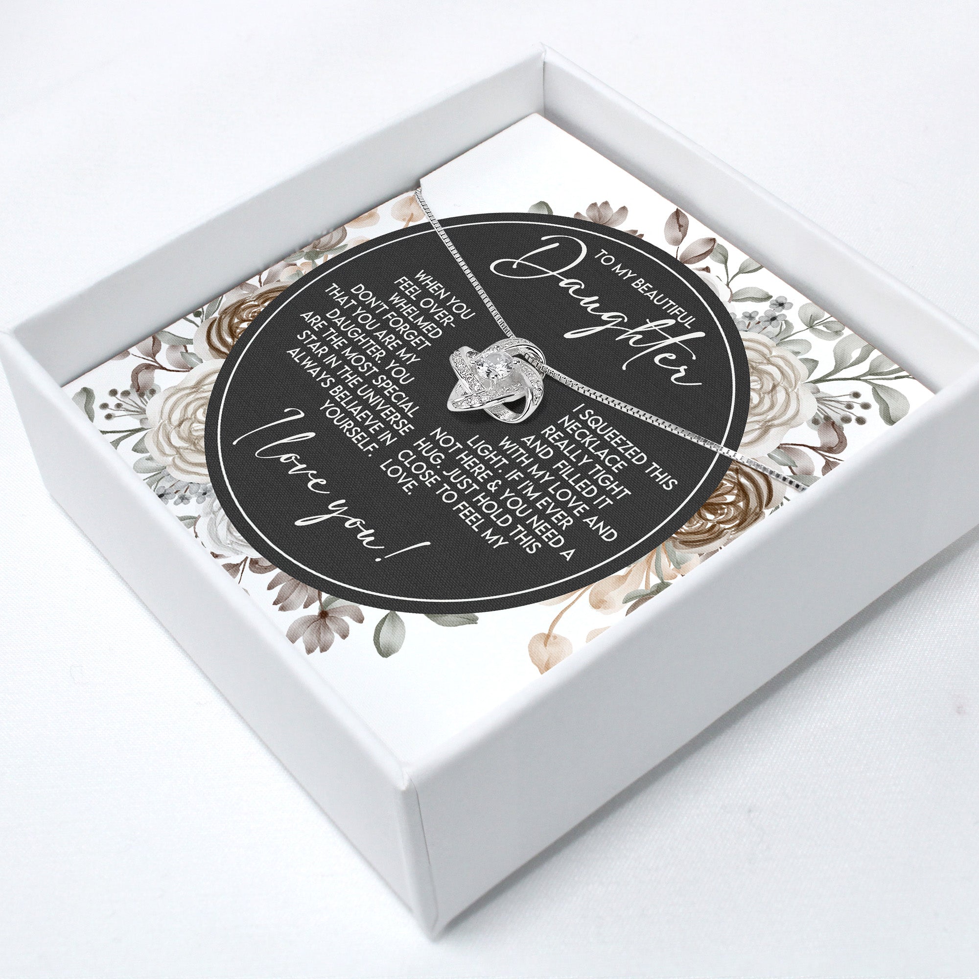 Personalized Daughter Necklace with Heartfelt Message Card - Elegant Knot Design, Premium Silver Craftsmanship - Ideal for Birthdays & Special Occasions - Image 2