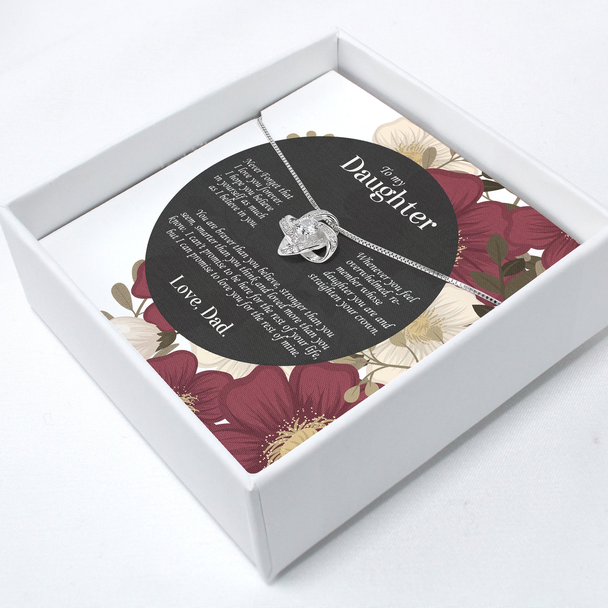 Personalized Infinity Knot Necklace with Heartfelt Message Card - Crafting Lasting Connections for Daughters - Image 2