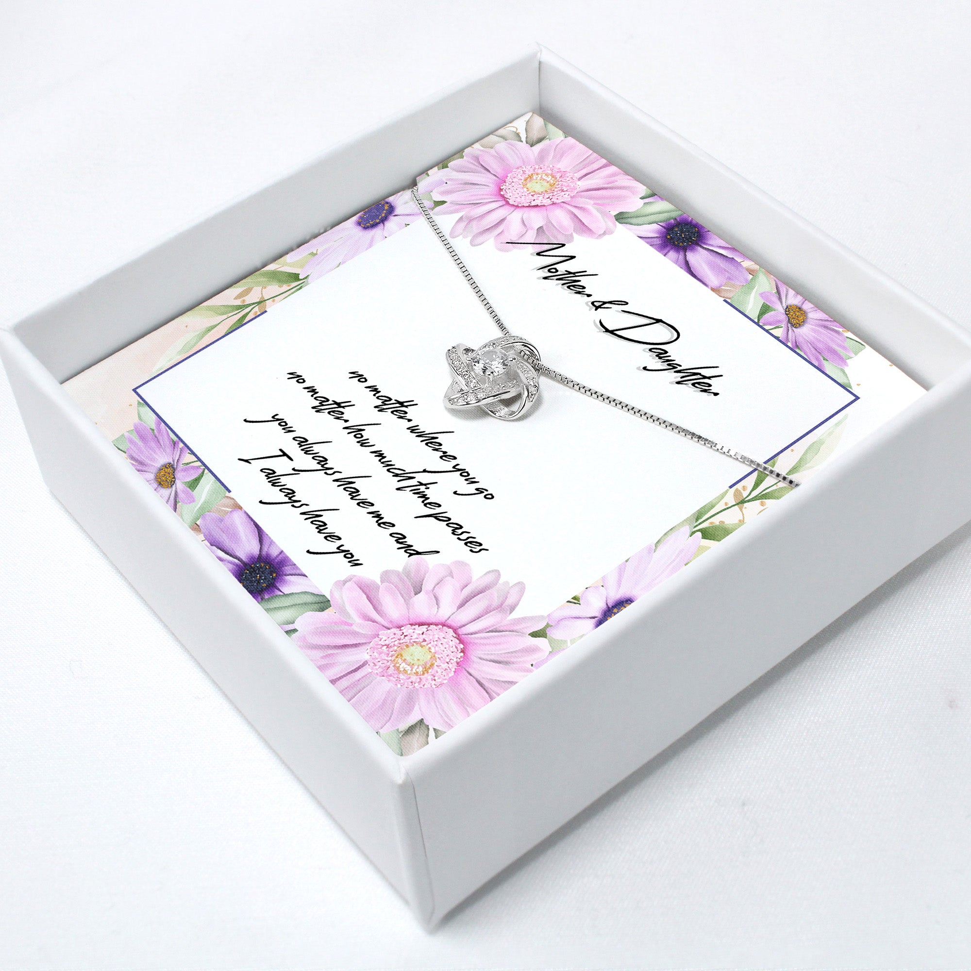 Elegant Mother & Daughter Knot Necklace - Personalized Gift with Sentimental Message Card for Special Occasions - Image 2