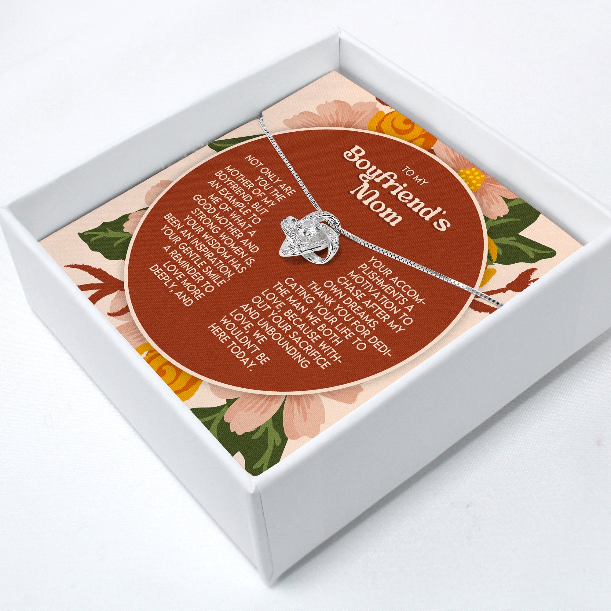 Personalized Necklace with Heartfelt Message Card for Boyfriend's Mom - Elegant Gift with Floral Design - Image 2