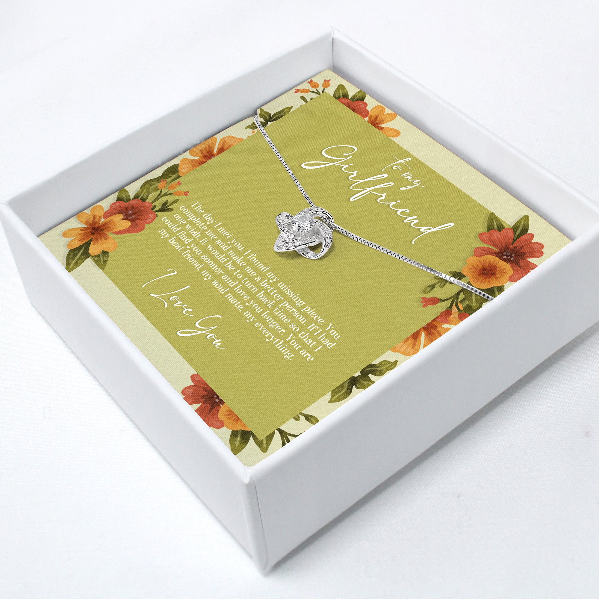 Personalized Girlfriend Necklace with Heartfelt Message Card – Elegant Knot Design for Special Occasions - Image 2