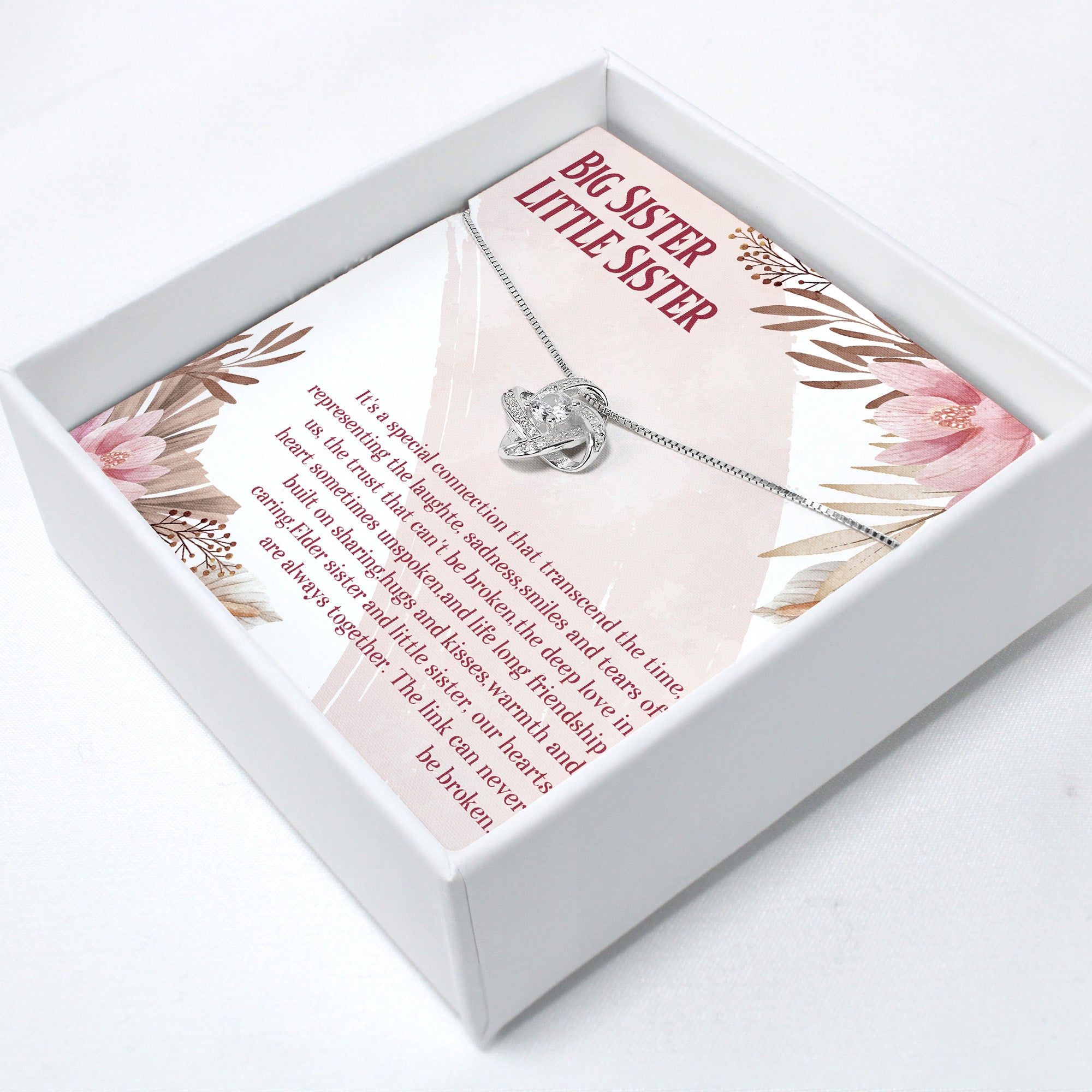 Personalized Big Sister Little Sister Necklace - Customizable Sterling Silver Pendant with Heartfelt Message Card - Image 2