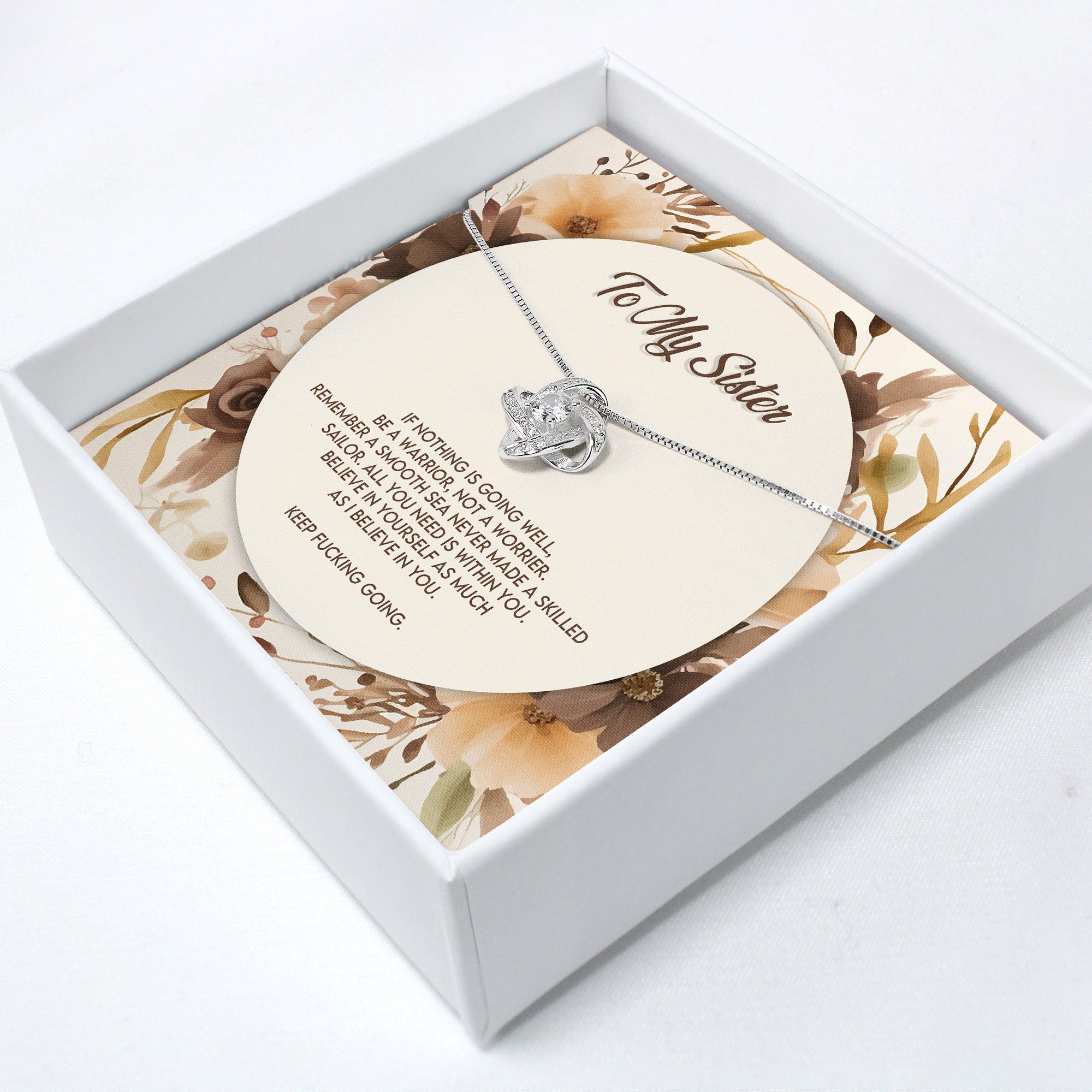 Personalized Sister Necklace with Inspirational Message Card | Elegant Floral Design | Perfect Gift for Sisters - Image 2