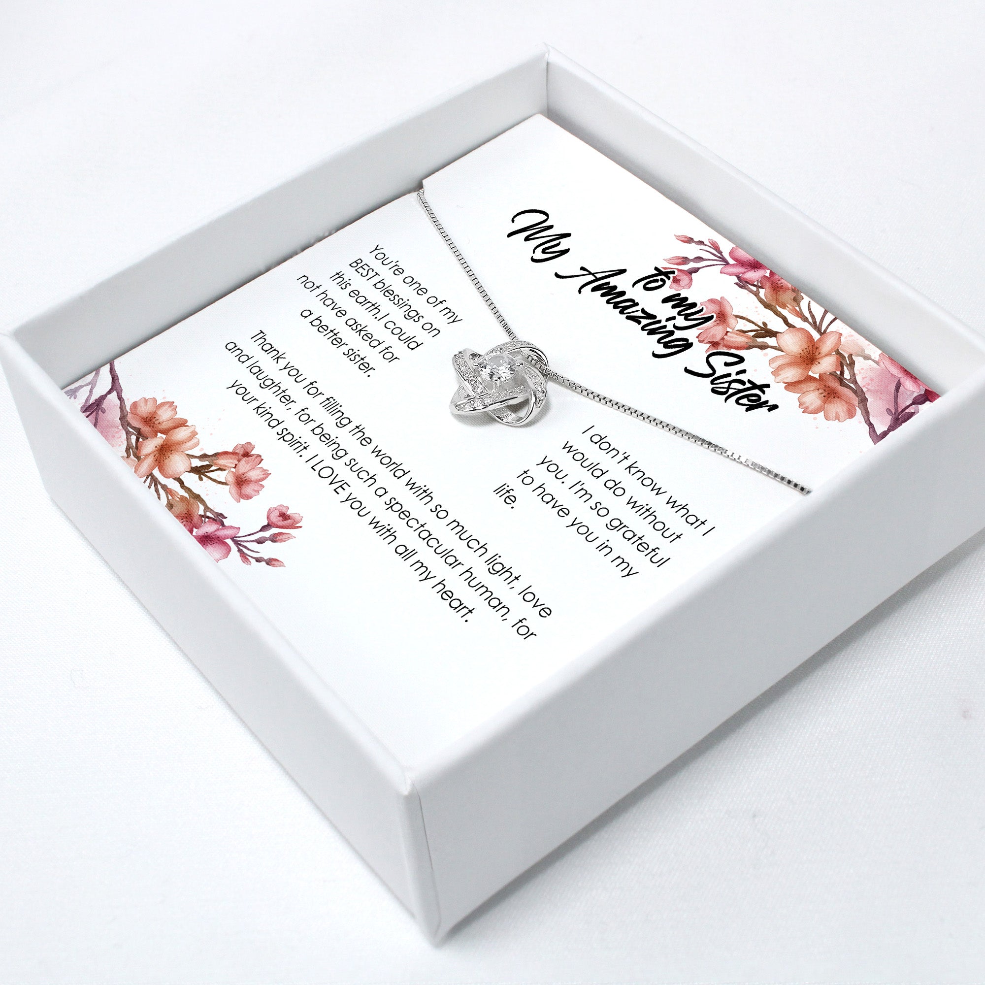 Personalized Sister Message Card Necklace – Elegant Floral Design, Premium Silver Craftsmanship, Perfect Gift for Birthdays & Special Occasions - Image 2