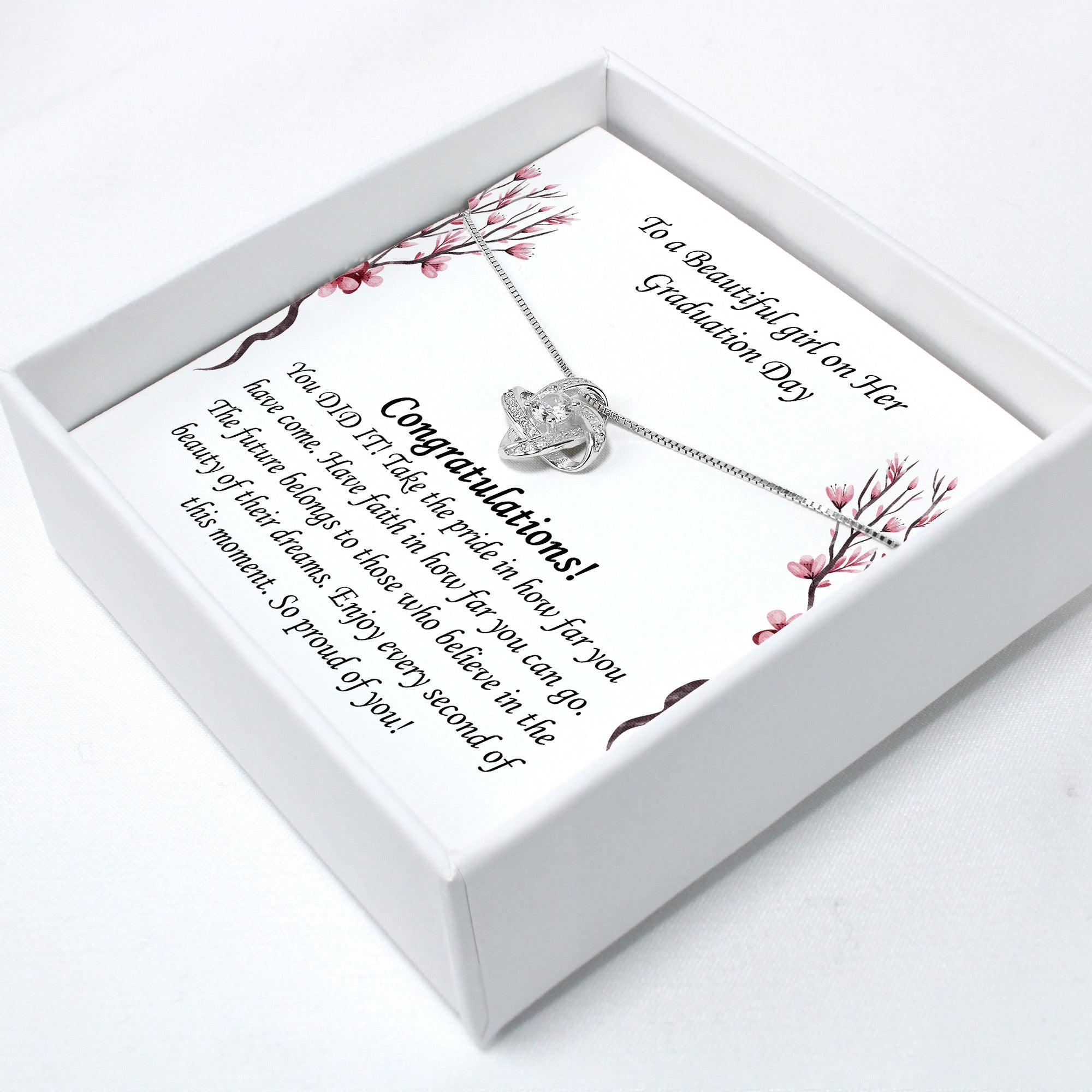 Personalized Graduation Day Necklace with Inspirational Message Card - Thoughtful Gift for Her, Featuring Elegant Floral Design - Image 2