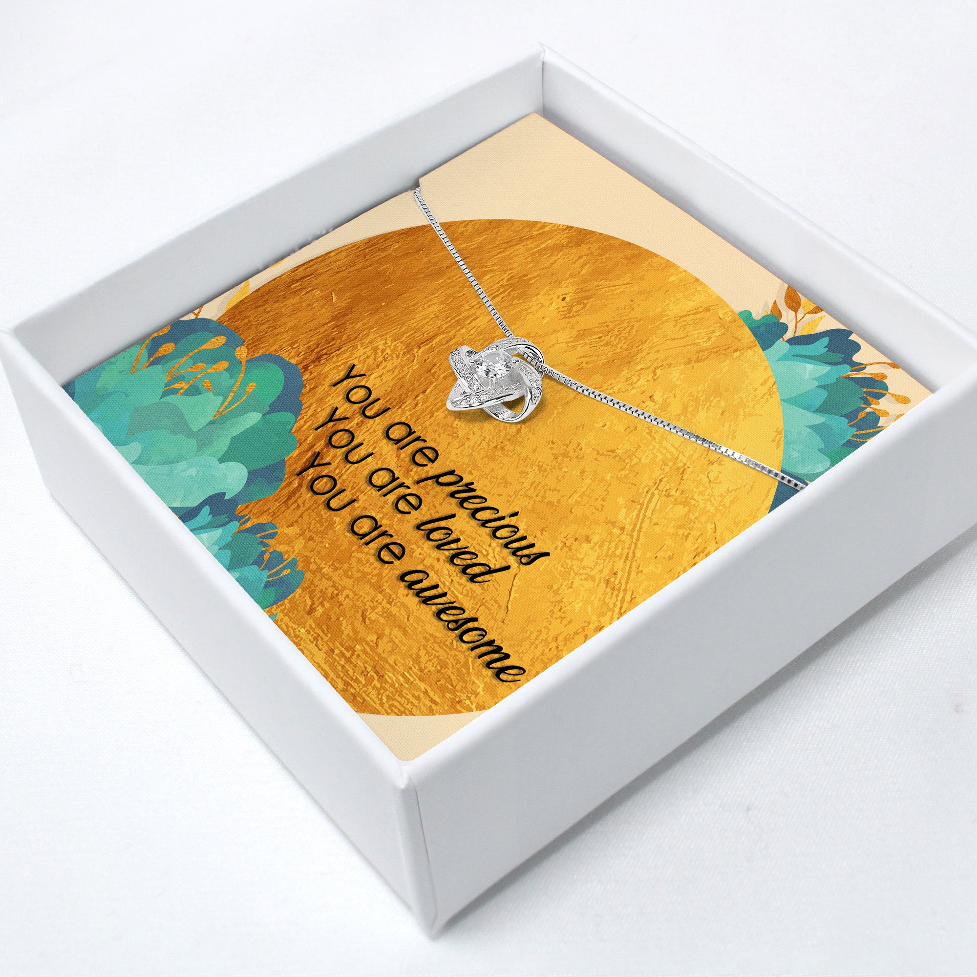 Exquisite Personalized Message Card Necklace - Sterling Silver Love Knot for Precious Moments, Perfect Gift for Loved Ones - Image 2