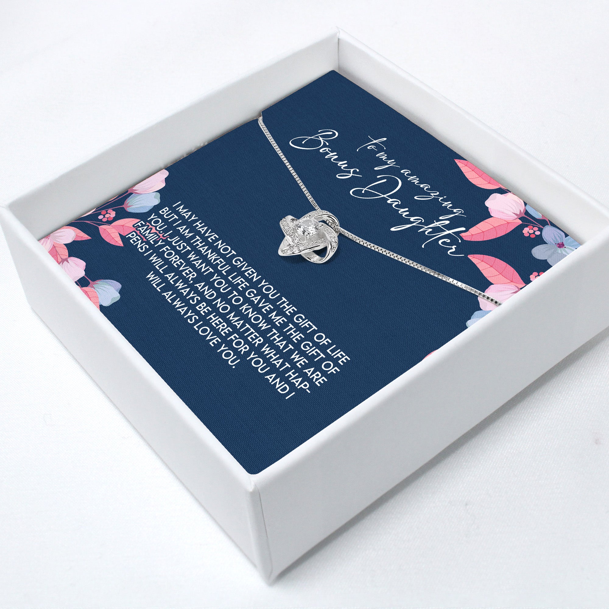 Personalized "Bonus Daughter" Knot Necklace - Artisan Craftsmanship, Sterling Silver Jewelry Gift for Stepdaughters - Image 2