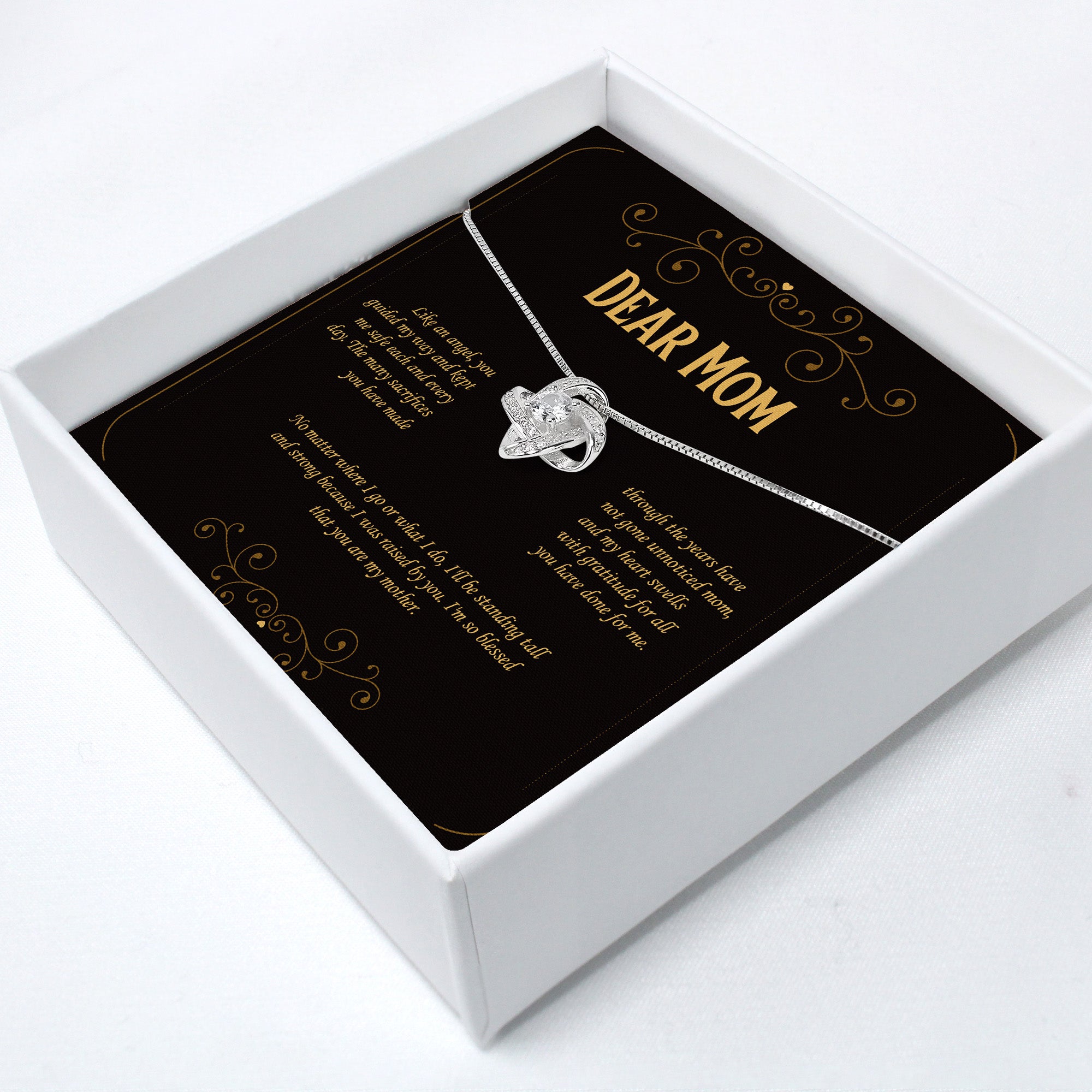 Elegant Personalized Necklace for Mom - Sterling Silver Knot Design with Heartfelt Message Card - Perfect Gift for Mother's Day - Image 2