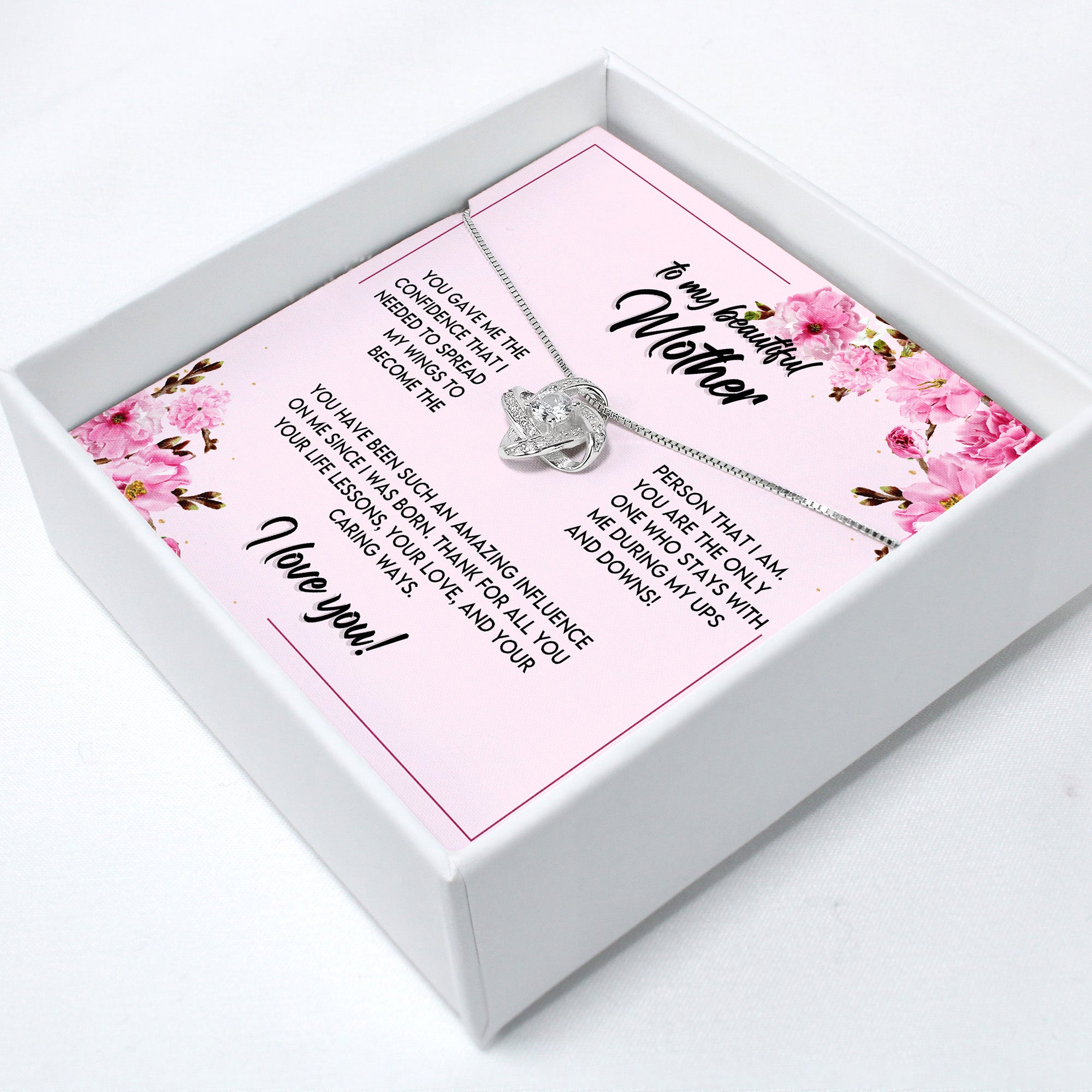 Personalized Mother’s Message Card Necklace - Stunning Knot Design with Elegant Silver Chain - Perfect Gift for Mother's Day, Birthdays, and Special Occasions - Image 2