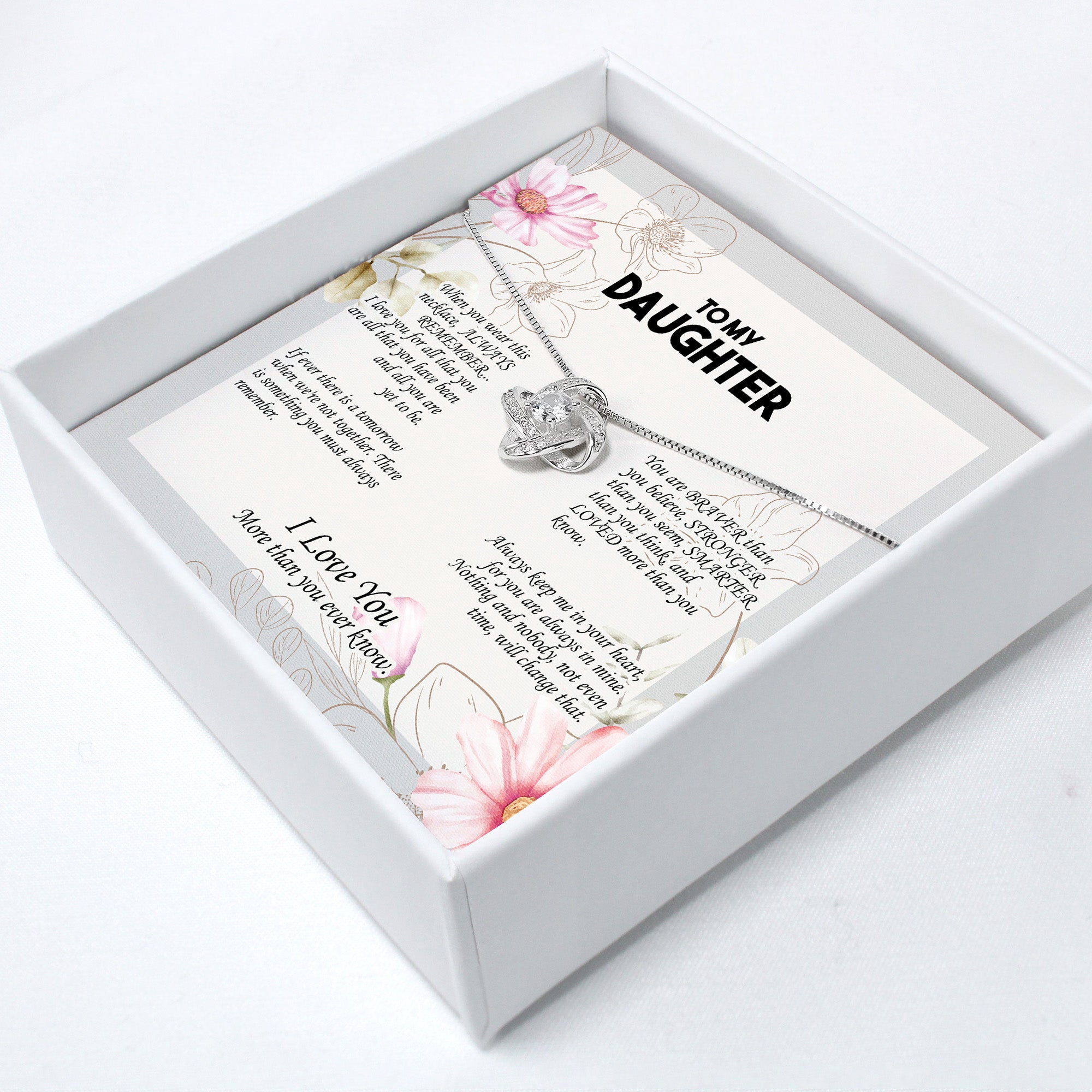 Personalized Sterling Silver Knot Necklace for Daughter with Heartfelt Message Card – Perfect Gift for Birthdays, Graduations, and Special Occasions - Image 2