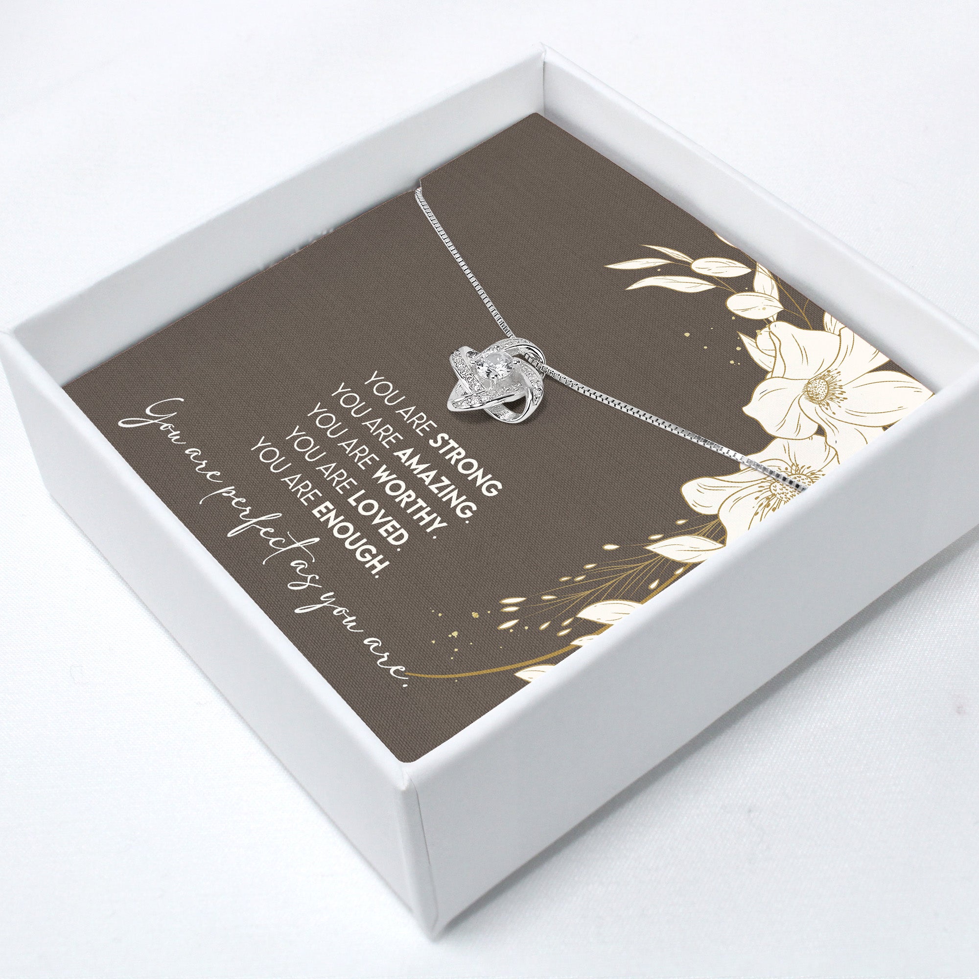 Personalized Knot Pendant Necklace with Uplifting Message Card - Sterling Silver Gift for Her: Perfect for Moms, Sisters, Friends & Loved Ones - Image 2