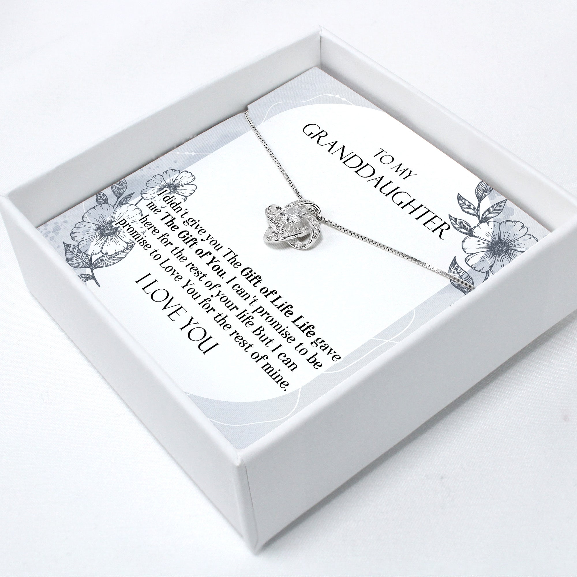 Personalized Granddaughter Necklace Gift with Heartfelt Message Card - Elegant Knot Design for Special Occasions - Image 2