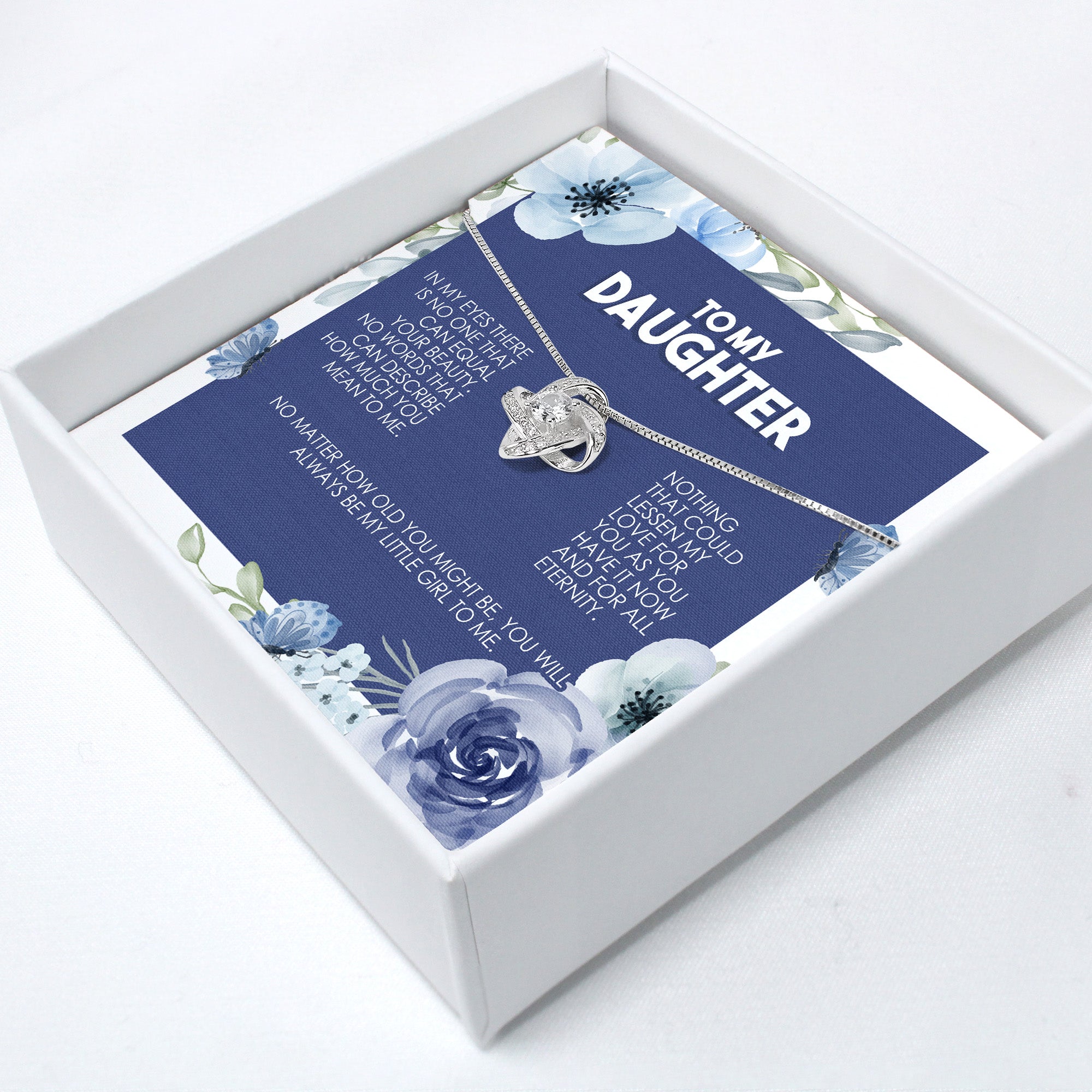 Personalized Daughter Necklace with Message Card - Handcrafted Infinity Knot Pendant in Sterling Silver - Image 2