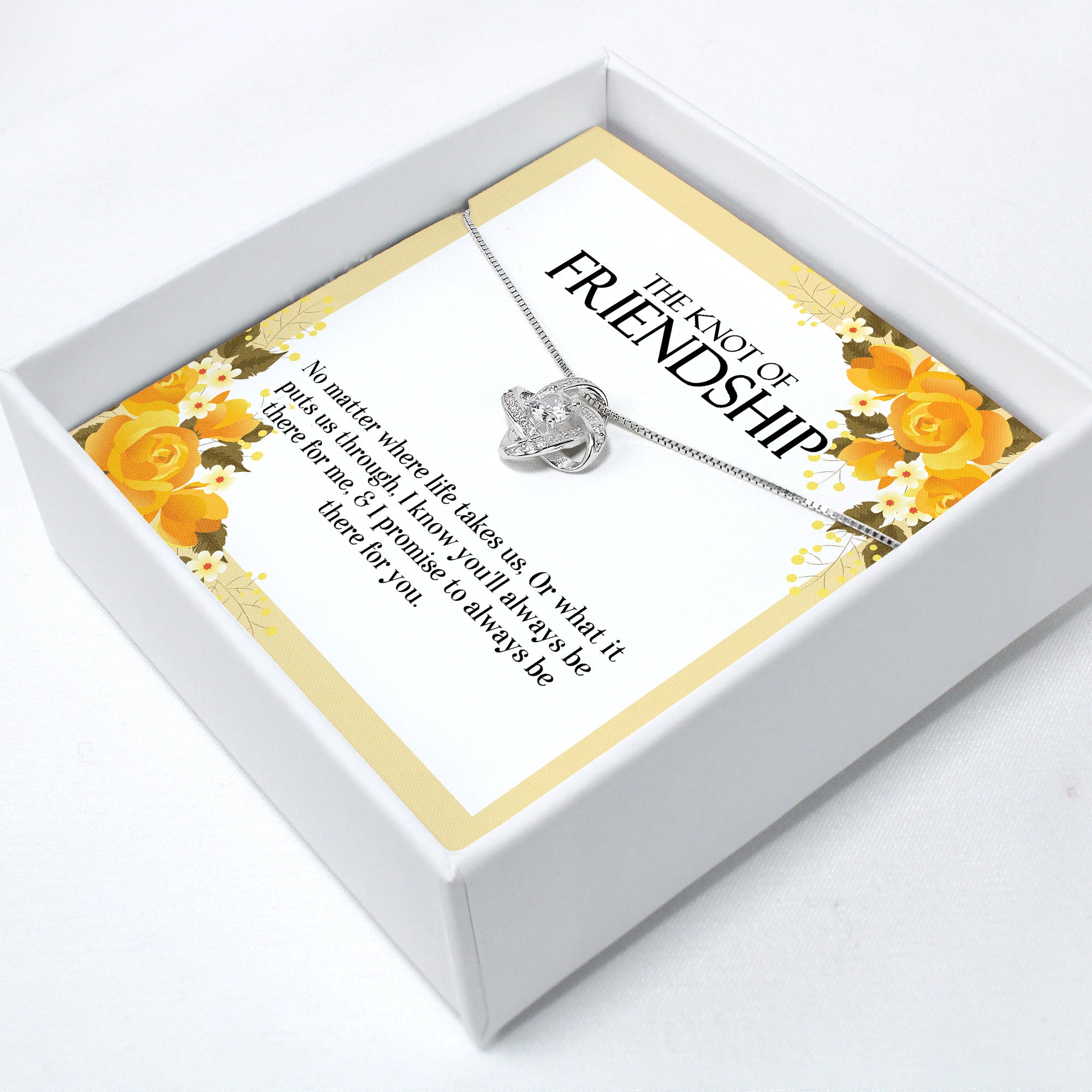 Handmade Knot of Friendship Necklace - Personalized Gift for Best Friends - Sterling Silver with Floral Message Card - Image 2