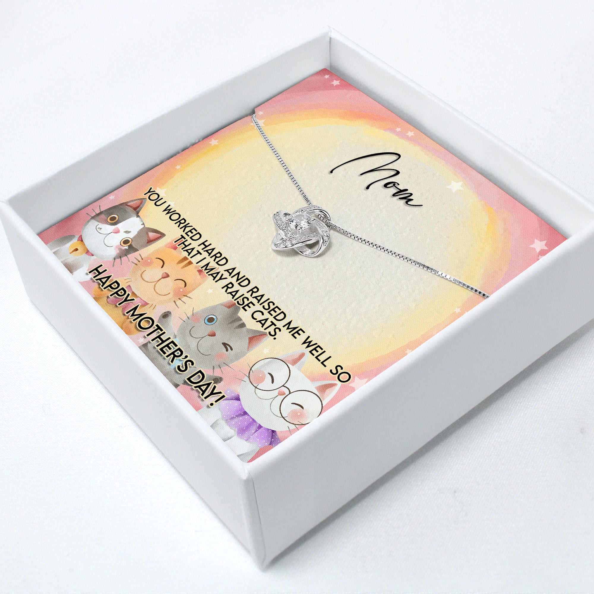 Personalized Mother's Day Necklace - Cat Lovers' Keepsake with Sterling Silver Pendant & Heartfelt Message Card - Image 2