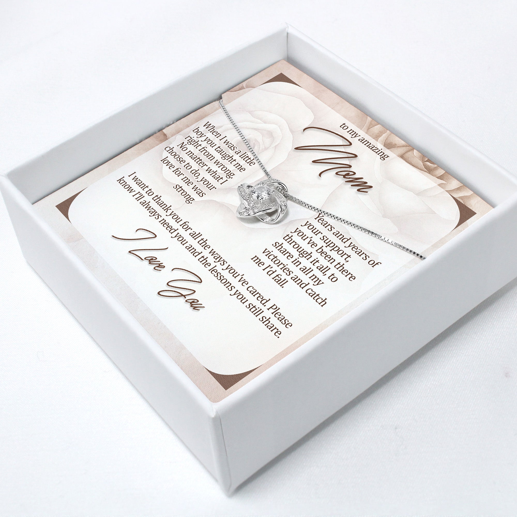 Personalized Mom Necklace with Heartfelt Message Card - Sterling Silver Infinity Knot for Mother's Day or Birthday Gift - Image 2