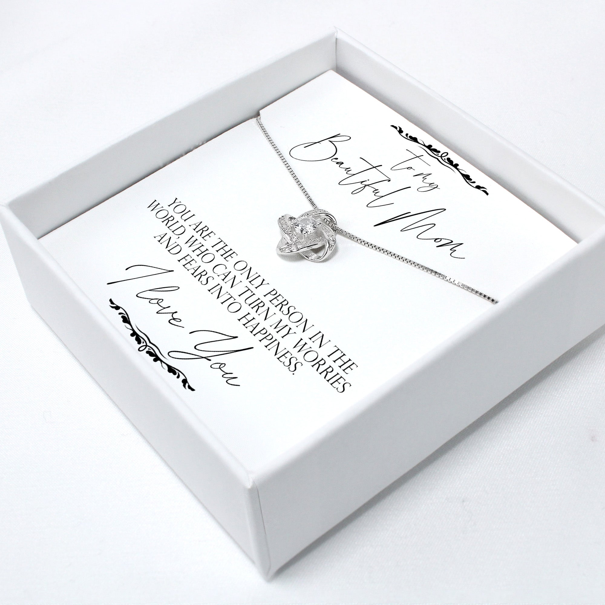 Elegant Personalized "Beautiful Mom" Necklace with Cubic Zirconia Pendant – Perfect Gift for Mother's Day, Birthdays & Special Occasions - Image 2