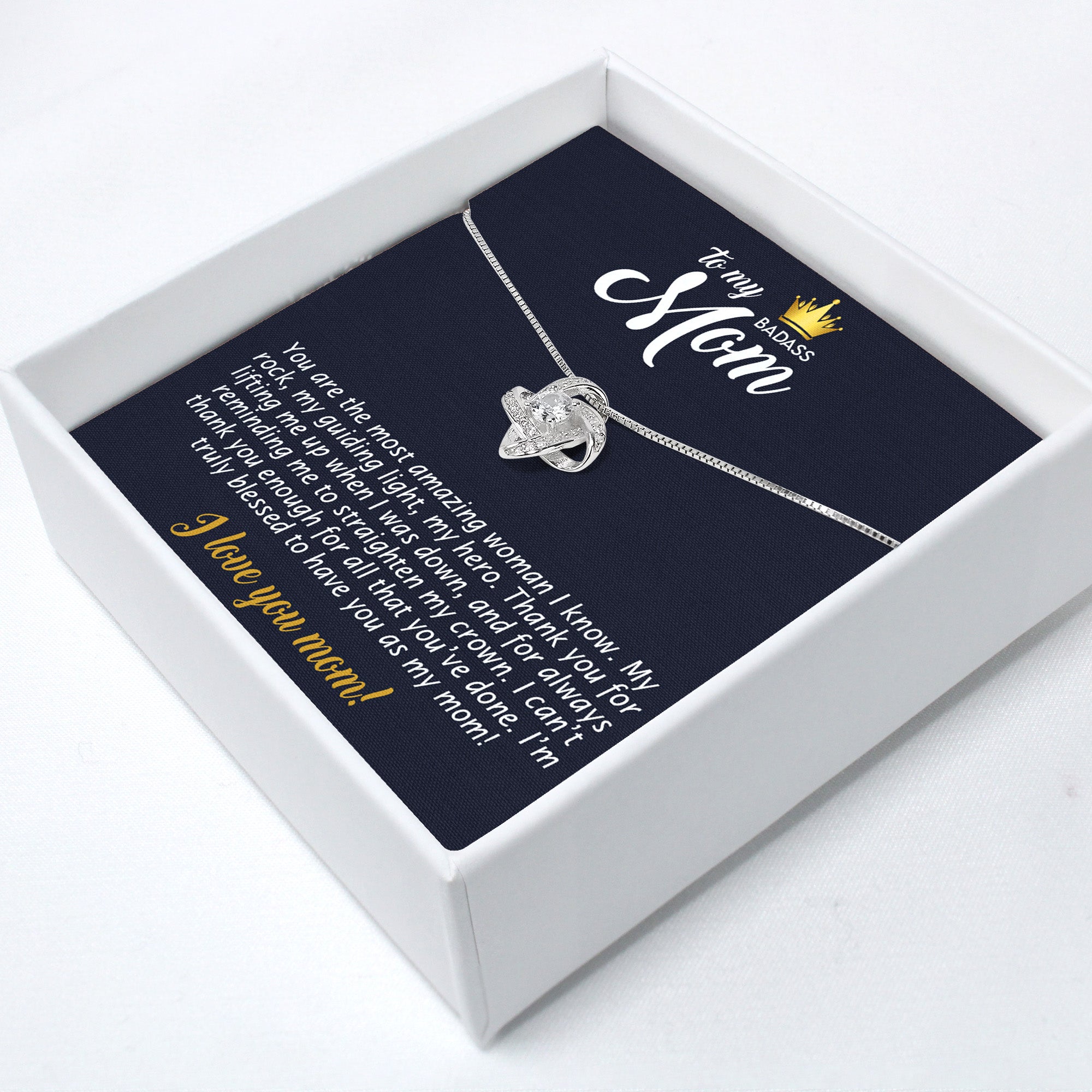 Heartfelt Personalized Message Card Necklace for Mom with Intricate Knot Design - Perfect for Mother's Day and Special Occasions - Image 2