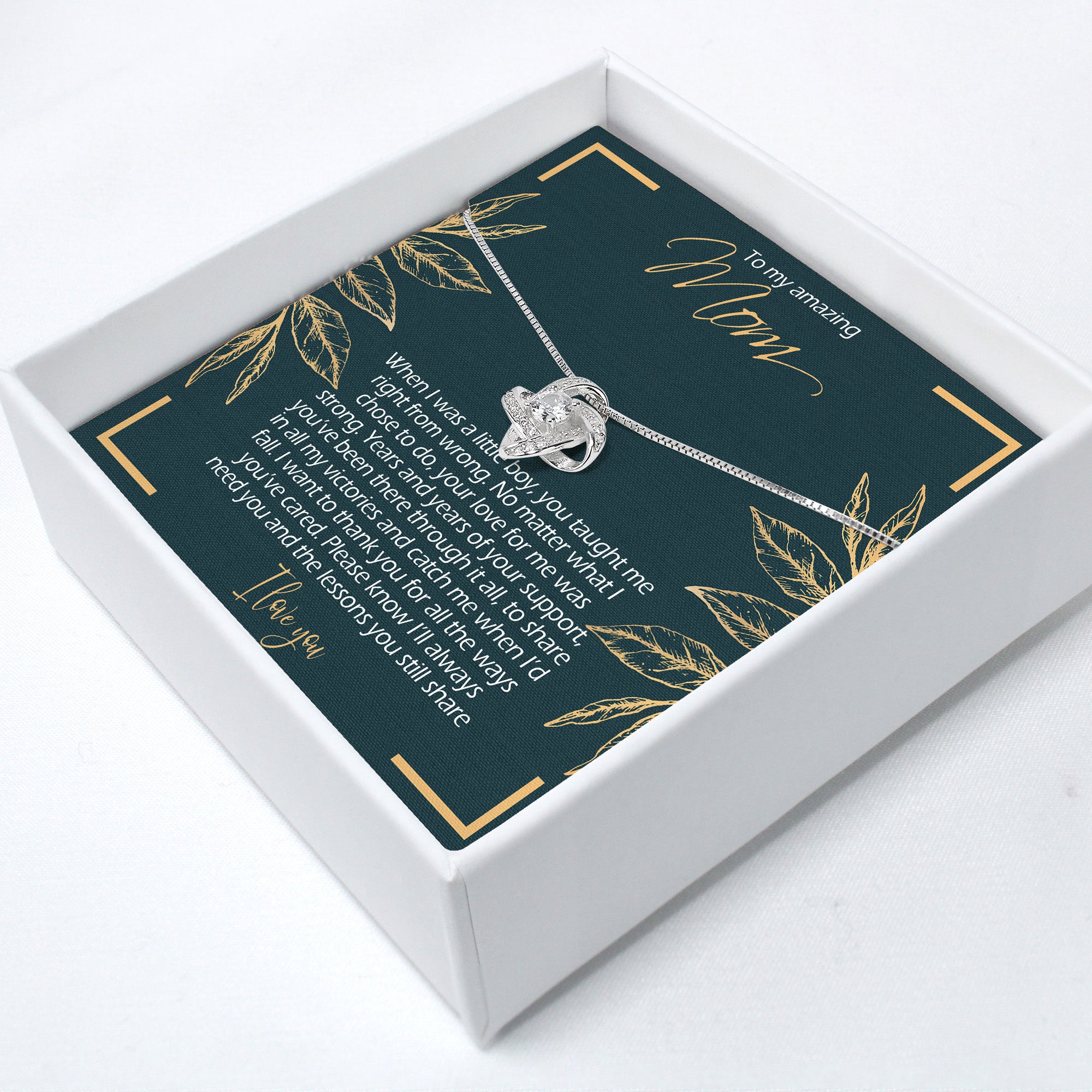 Personalized Sterling Silver Knot Necklace with Heartfelt Message Card for Mom - Ideal Gift for Mother's Day or Birthday - Image 2