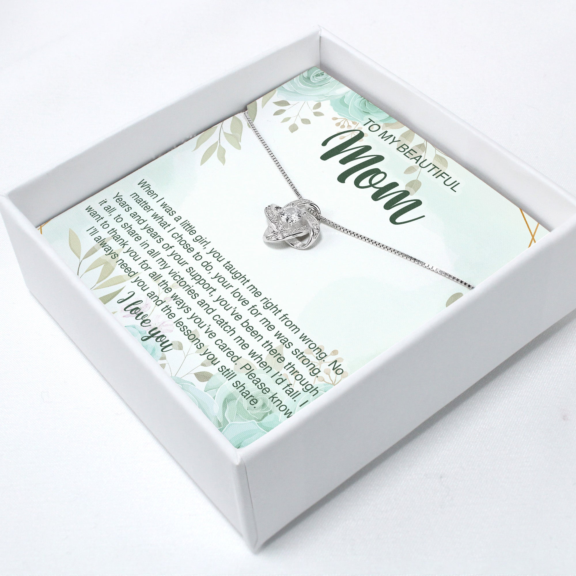 Personalized Silver Infinity Knot Necklace with Heartfelt Message Card - Perfect Gift for Mom on Mother's Day or Birthday - Image 2