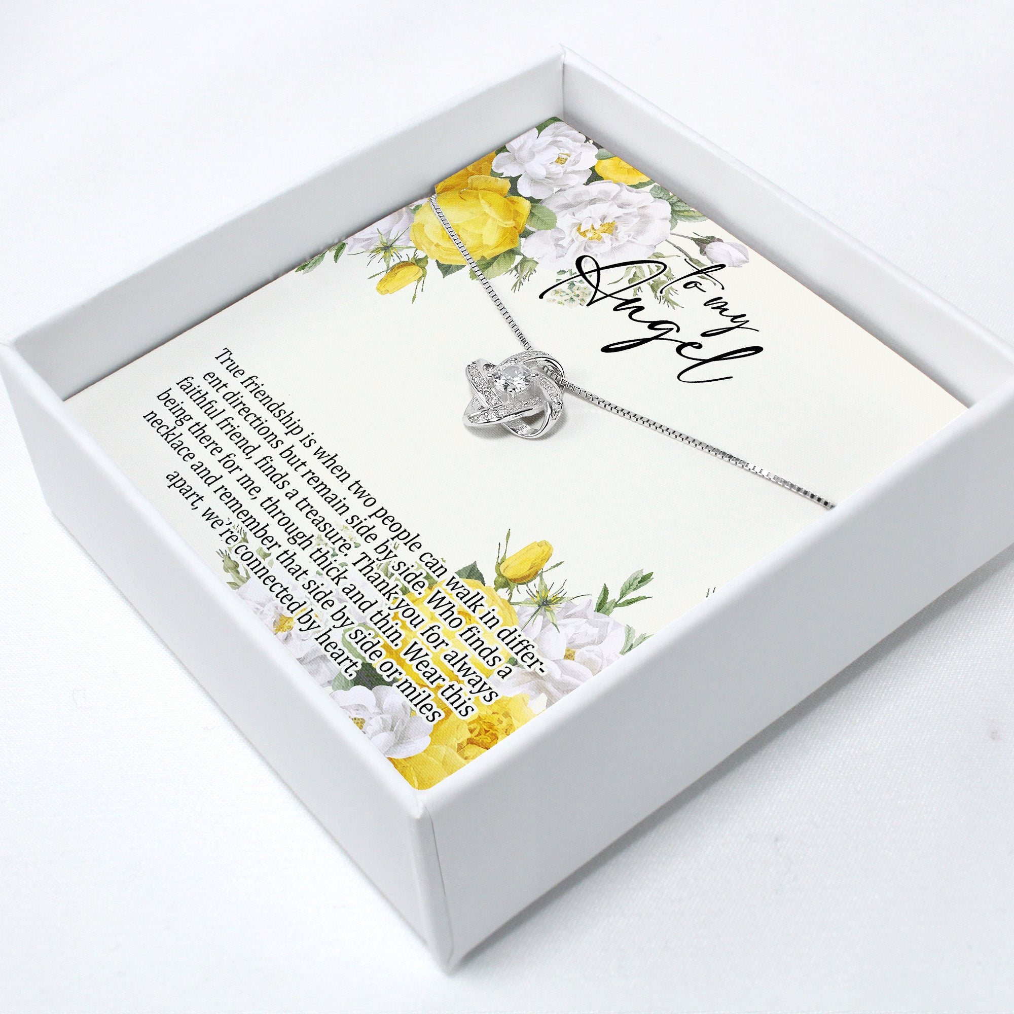 Personalized Sterling Silver Angel Friendship Necklace with Floral Message Card - Perfect Gift for Loved Ones - Image 2
