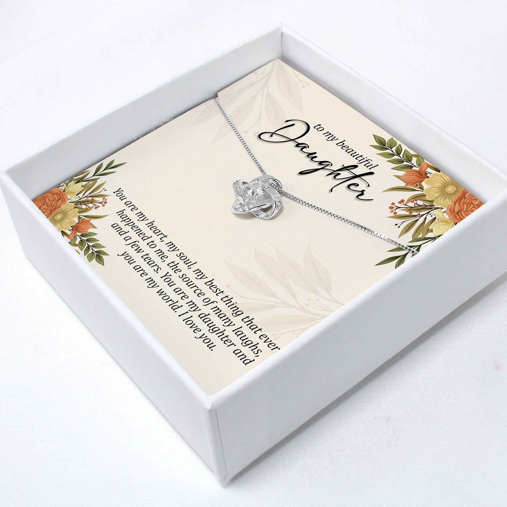 Elegant Personalized Message Card Necklace for Daughter - Handcrafted Knot Design, Premium Materials, Ideal for Heartfelt Gift-Giving - Image 2