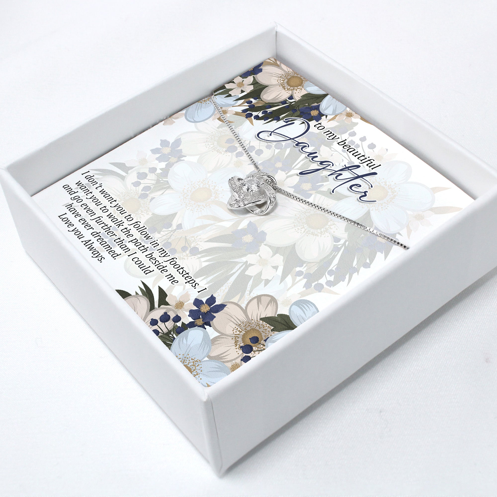 Personalized Daughter Necklace with Inspirational Message Card - Sterling Silver Artisan Knot Pendant - Thoughtful Gift for Any Occasion - Image 2