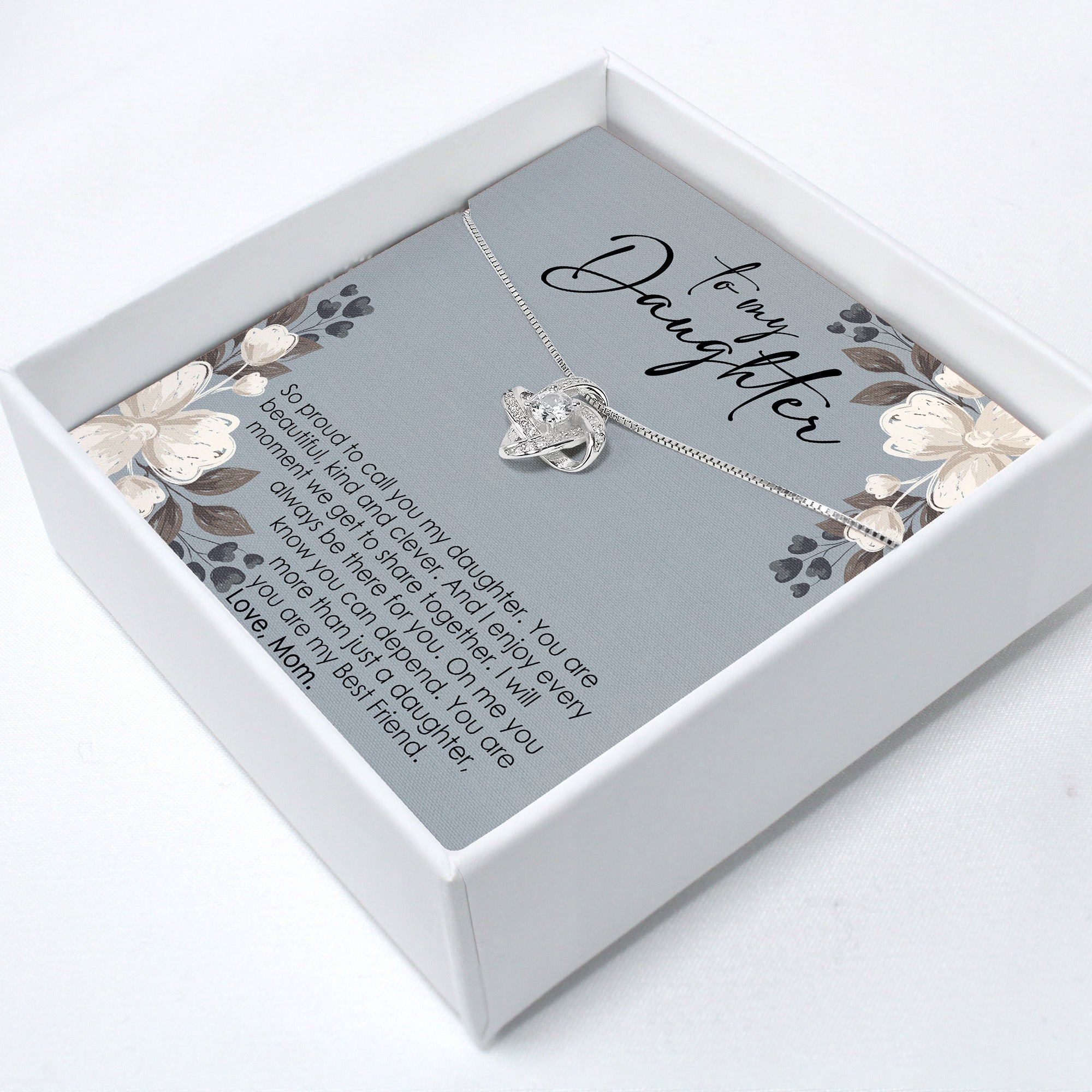 Heartfelt "To My Daughter" Knot Necklace with Personalized Message Card - Perfect Gift for Special Moments - Image 2