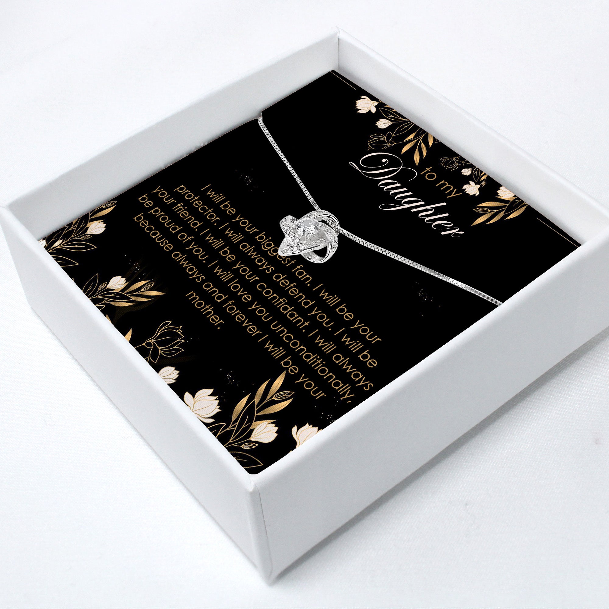 Elegant Personalized Necklace for Daughter – Sterling Silver Knot Pendant with Heartfelt Message Card - Image 2