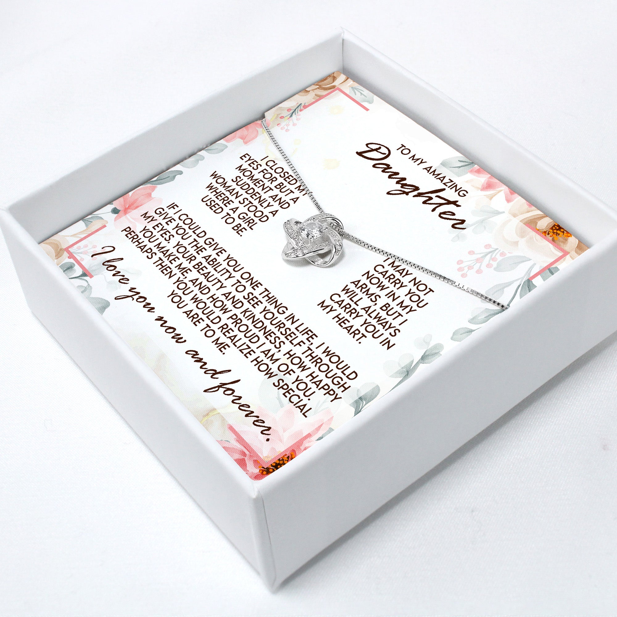 Personalized Daughter Necklace with Heartfelt Message Card - Sterling Silver Knot Pendant, Perfect Gift for Birthdays & Special Occasions - Image 2