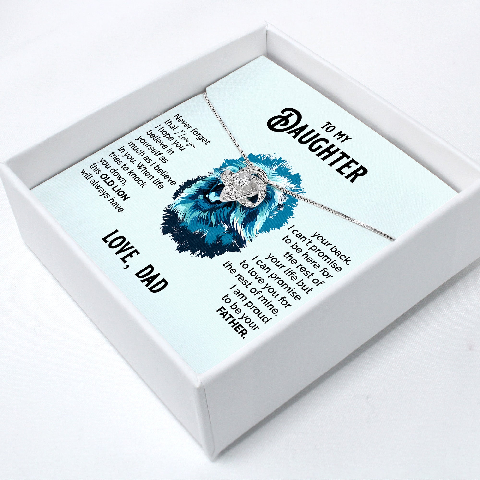 Personalized Father to Daughter Gift - Handmade Silver Lion Necklace with Heartfelt Message Card - Image 2