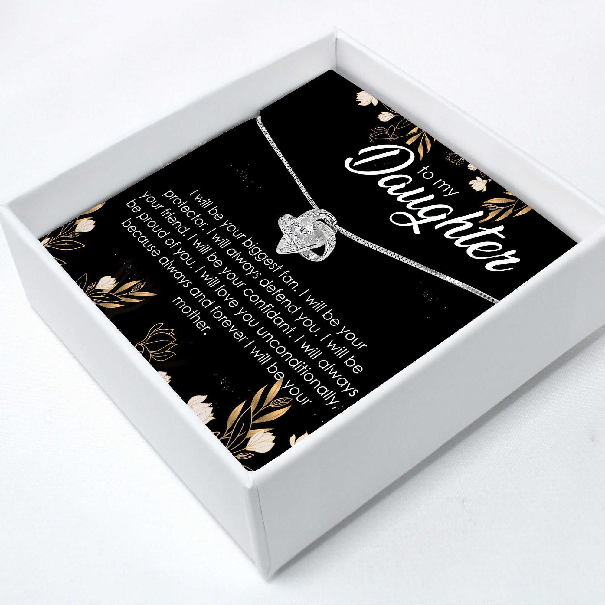 Personalized Sterling Silver Love Knot Necklace for Daughter with Heartfelt Message Card - Perfect Gift for Birthdays, Graduations, and Special Moments - Image 2