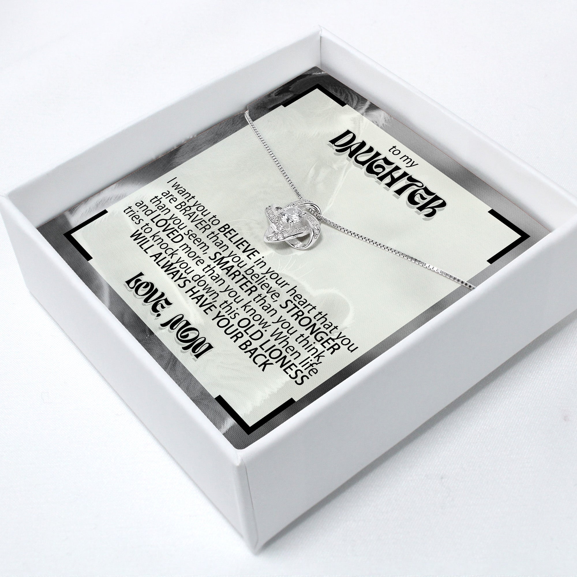 Personalized Sterling Silver Knot Necklace with Heartfelt Message Card – Perfect Gift for Daughter's Special Moments - Image 2